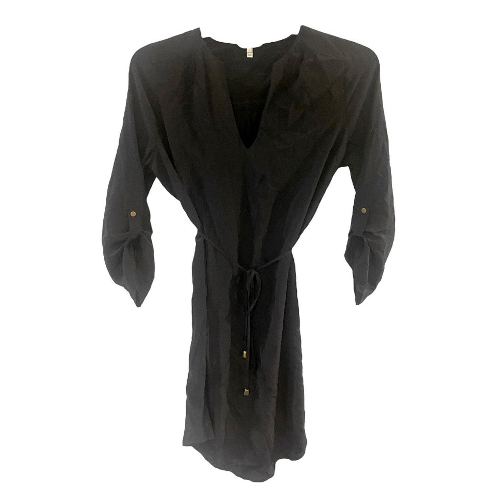 Joie Joie Motega Tie-Waist Silk Dress Black Small Size S / US 4 / IT 40 - 2 Thumbnail