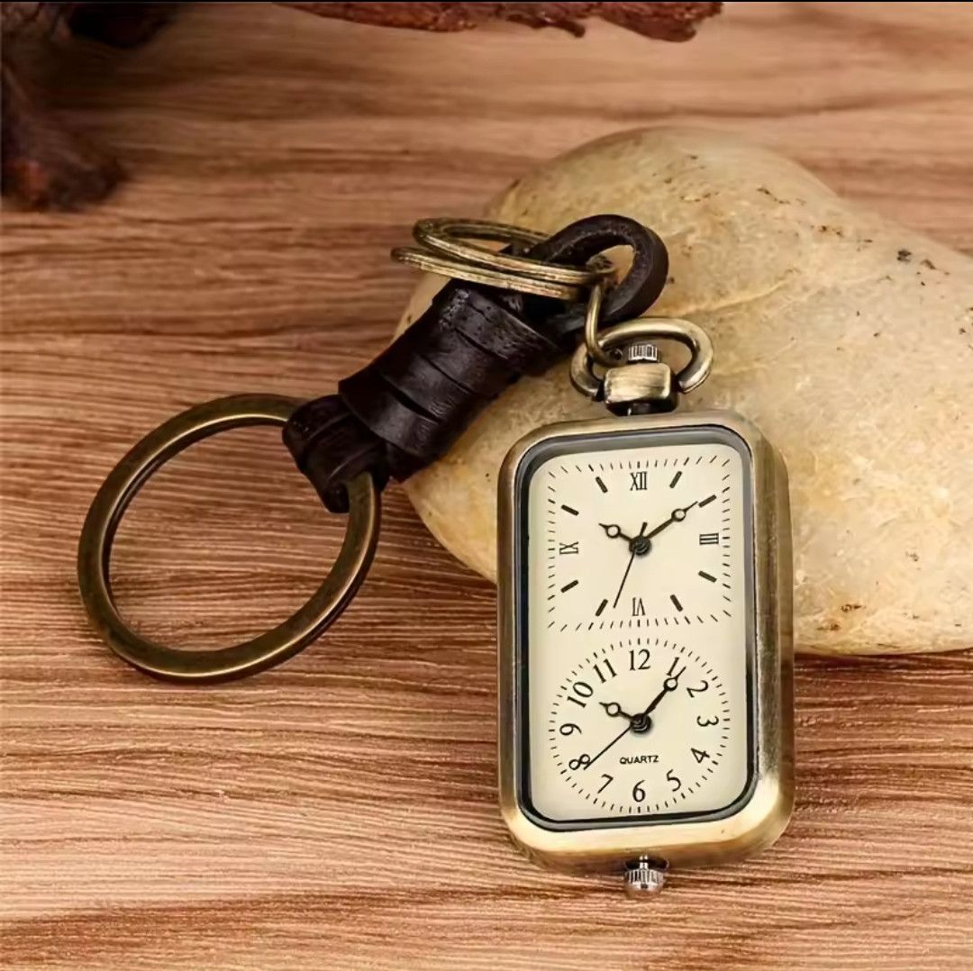 Japanese Brand × Jewelry Bronze Keychain Pocket Watch Square Retro Double Time Size ONE SIZE - 1 Thumbnail