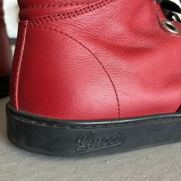 Gucci Gucci Silverstone NS Nylon High 'Red' Viaggio Leather Stripe Size US 7 / EU 40 - 8 Thumbnail