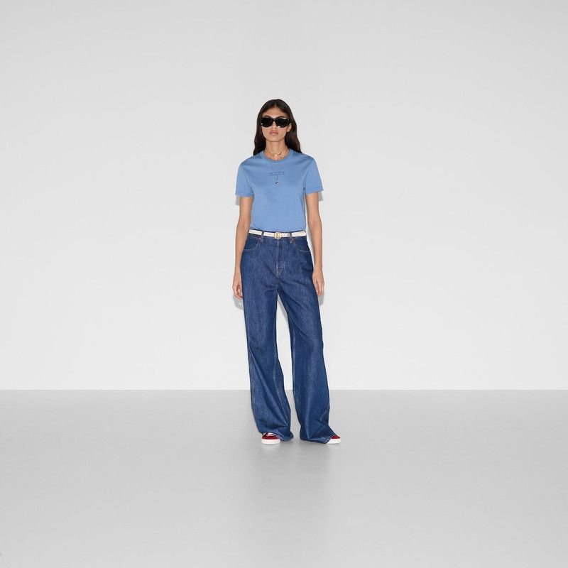 Gucci o1la5ras0526 Embroidered Cotton Jersey Short Sleeve T-Shirt Size XL / US 12-14 / IT 48-50 - 2 Thumbnail
