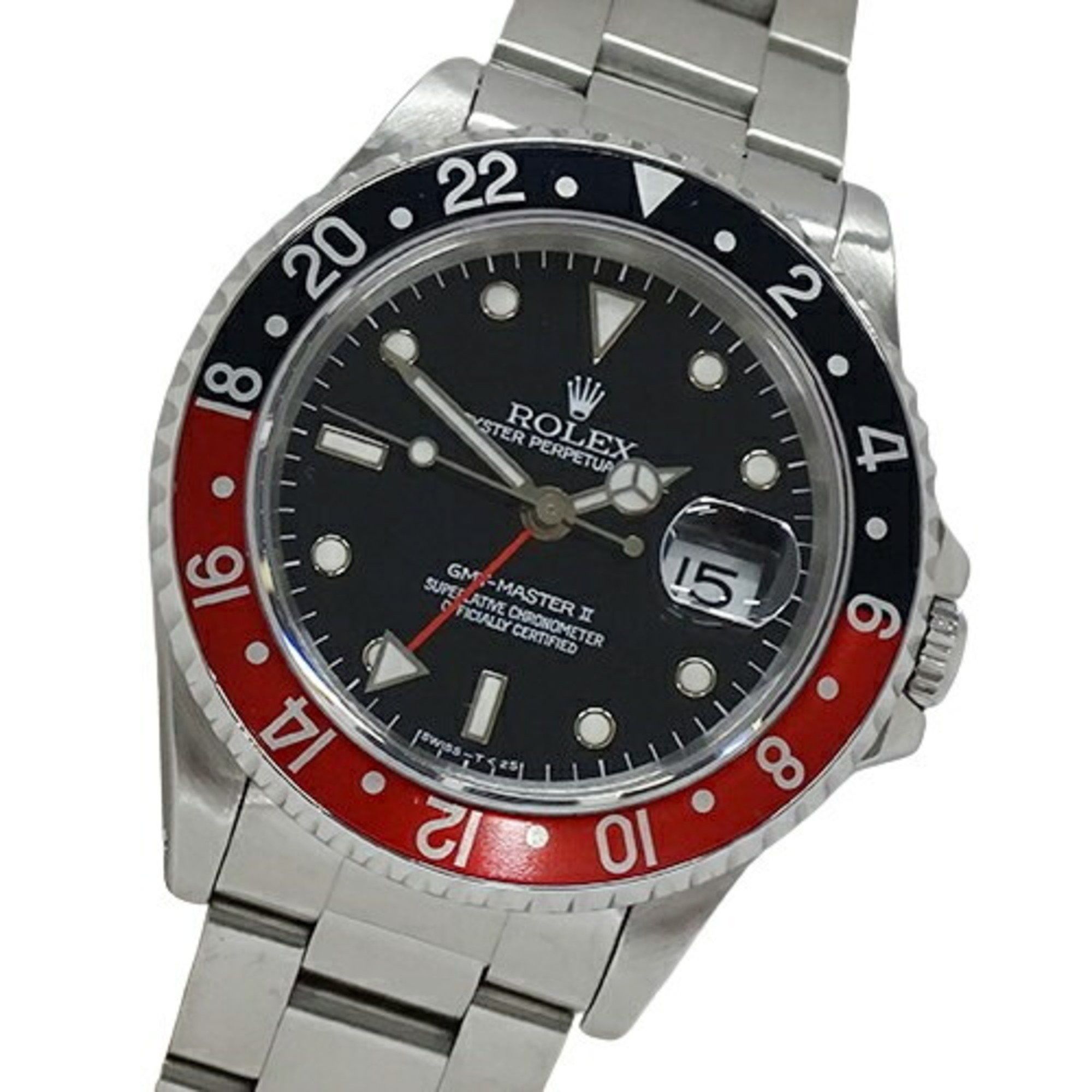 Rolex GMT Master II 16710 W number Wristwatch Men's Date Automatic AT Stainless Steel SS Silver Black Red Polished