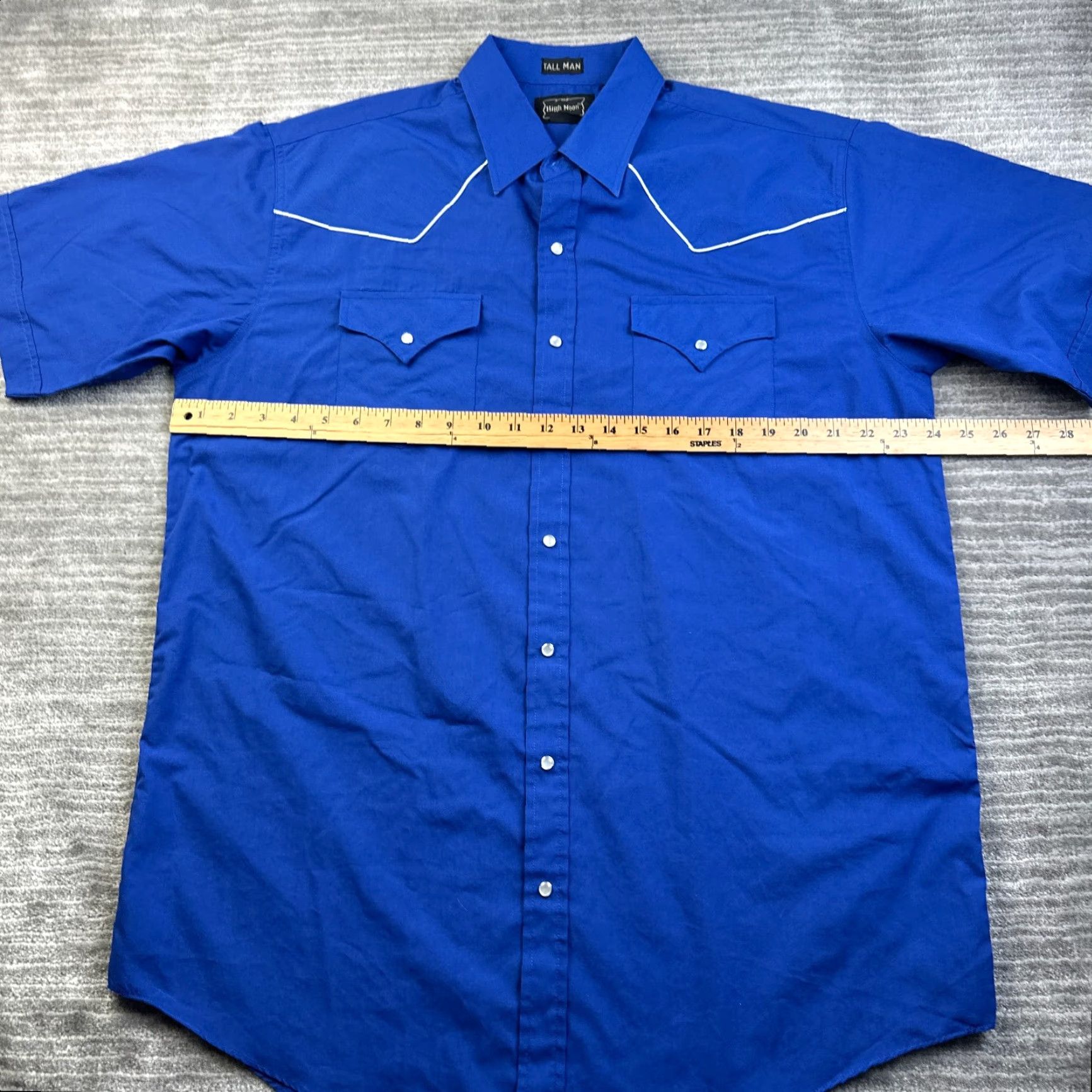 Vintage High Noon Shirt Mens LT Large Tall Blue Western Pearl Snap Rancher Size US L / EU 52-54 / 3 - 7 Thumbnail