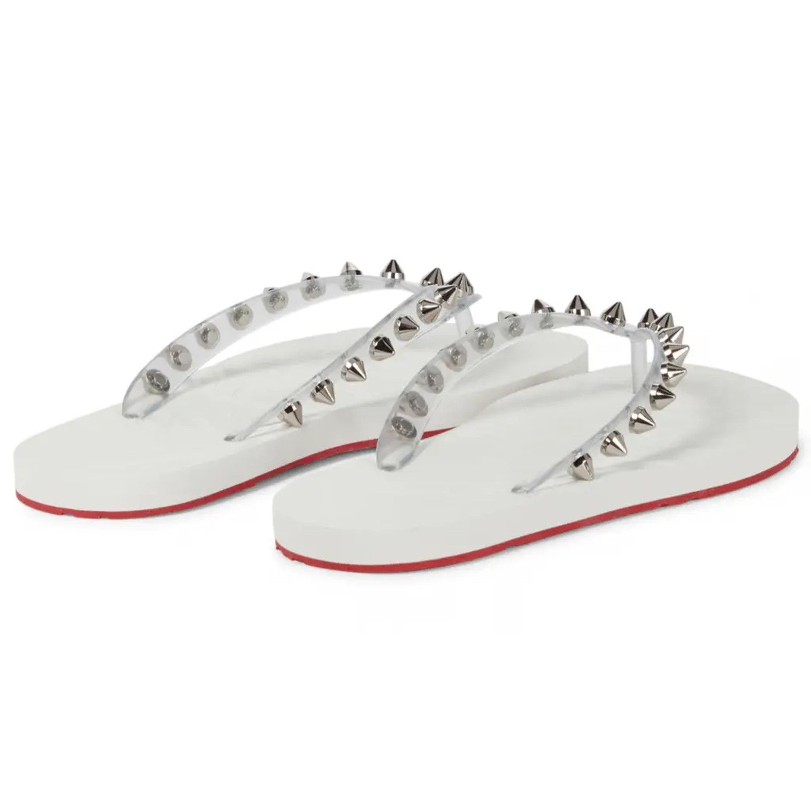 Christian Louboutin Christian Louboutin Loubi Flip Spikes Donna Flat White Thong Size US 11 / IT 41 - 10 Thumbnail