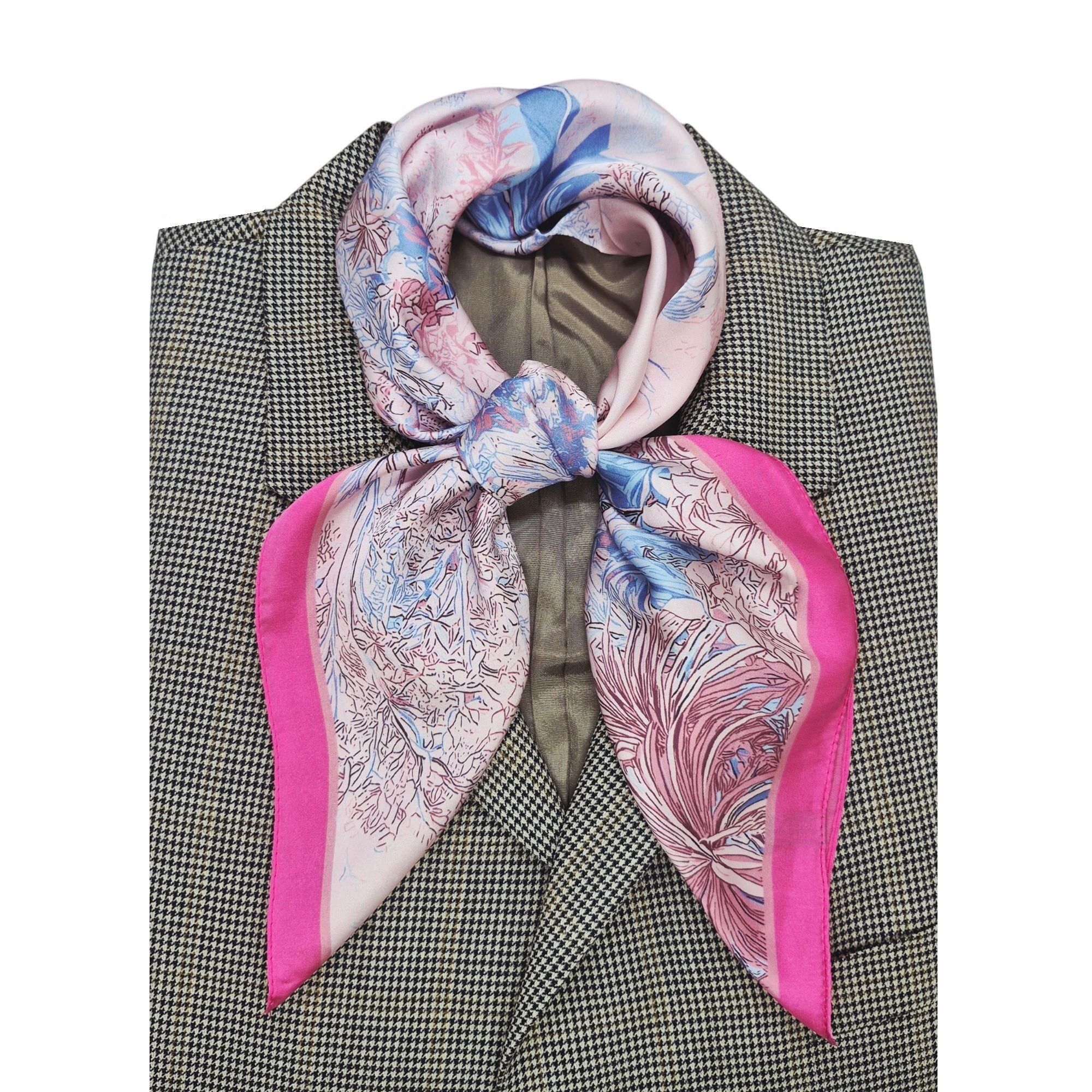Other ✨Luxury Floral Silky Appearance Square Scarf Pink Blue Elega Size ONE SIZE - 1 Thumbnail