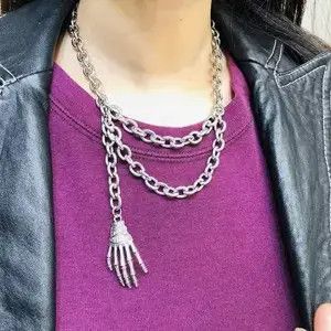 Other Punk Gothic Hand skeleton pendant Necklace Choker Size ONE SIZE - 1 Thumbnail