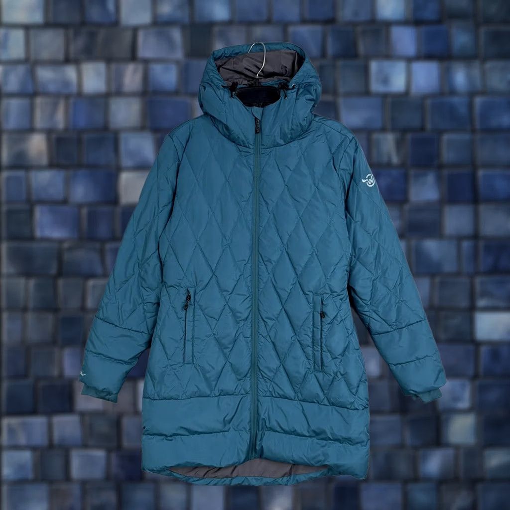 Vintage Moosejaw Coat Womens Large Blue Quilted Down Puffer Hooded Long Winter Jacket Size L / US 10 / IT 46 - 1 Thumbnail