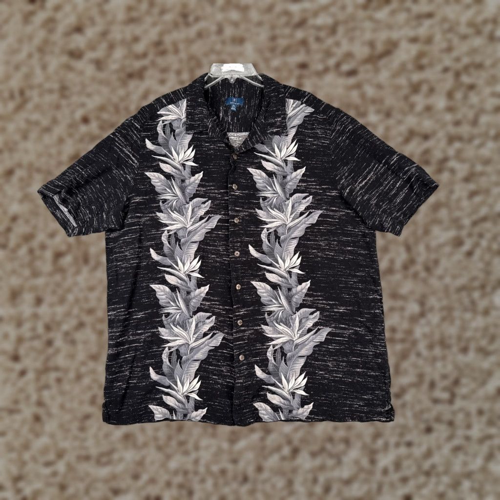 George George Shirt Men 2XL Black Floral Hawaiian Button-Up Rayon Casual Travel Size US XXL / EU 58 / 5 - 1 Thumbnail