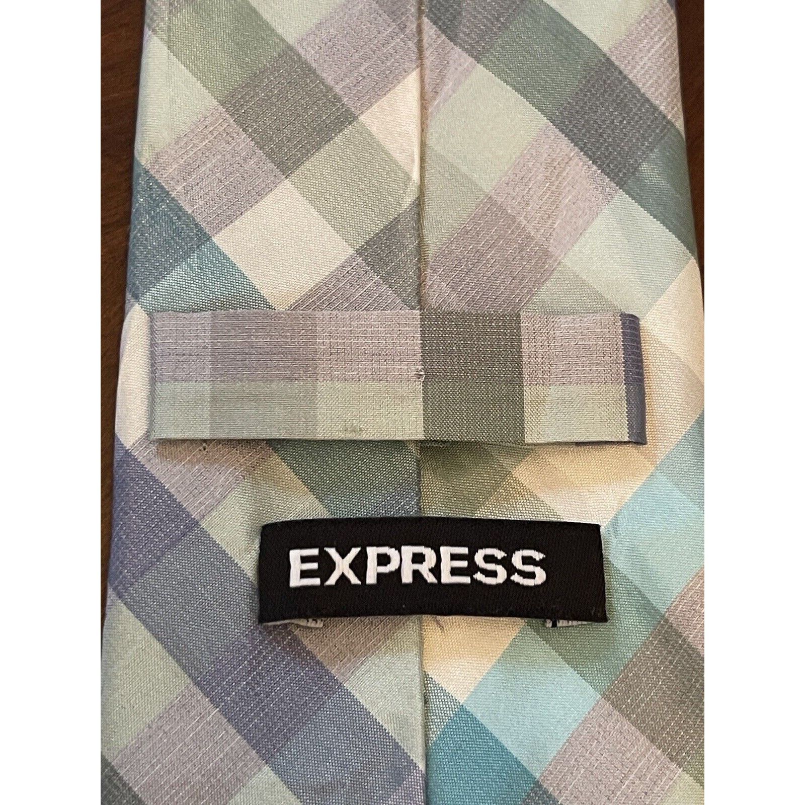 Express Express Gray Blue Green 100% Silk Made In China Size ONE SIZE - 8 Thumbnail