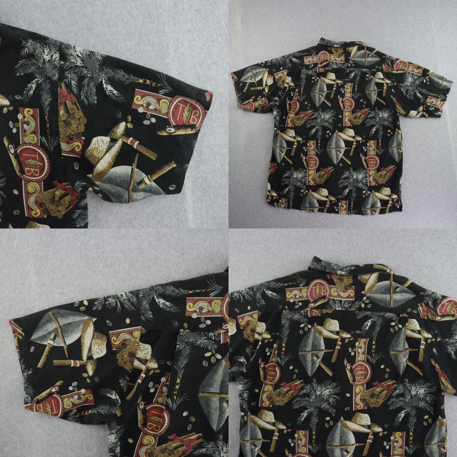 Tommy Bahama Tommy Bahama Shirt Medium Black Silk Cigar Print Hawaiian Aloha Button-Up Short Sleeve Mens Size US M / EU 48-50 / 2 - 8 Thumbnail