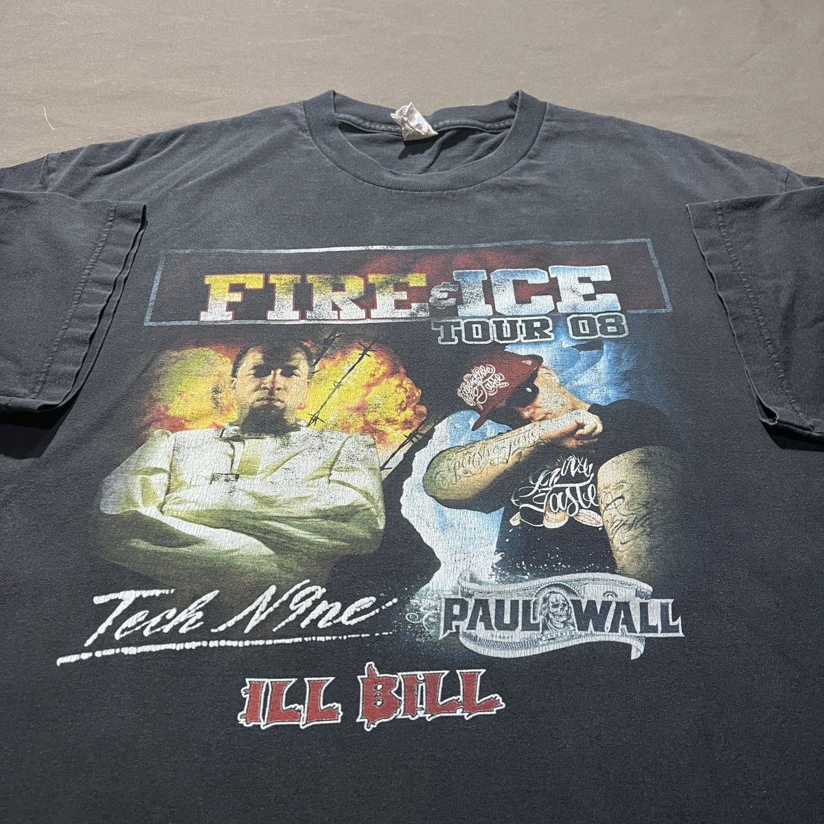 Rap Tees Vintage Y2K Fire Ice PaulWall Tech N9ne Tour Faded Hiphop DJ Size US XL / EU 56 / 4 - 6 Thumbnail