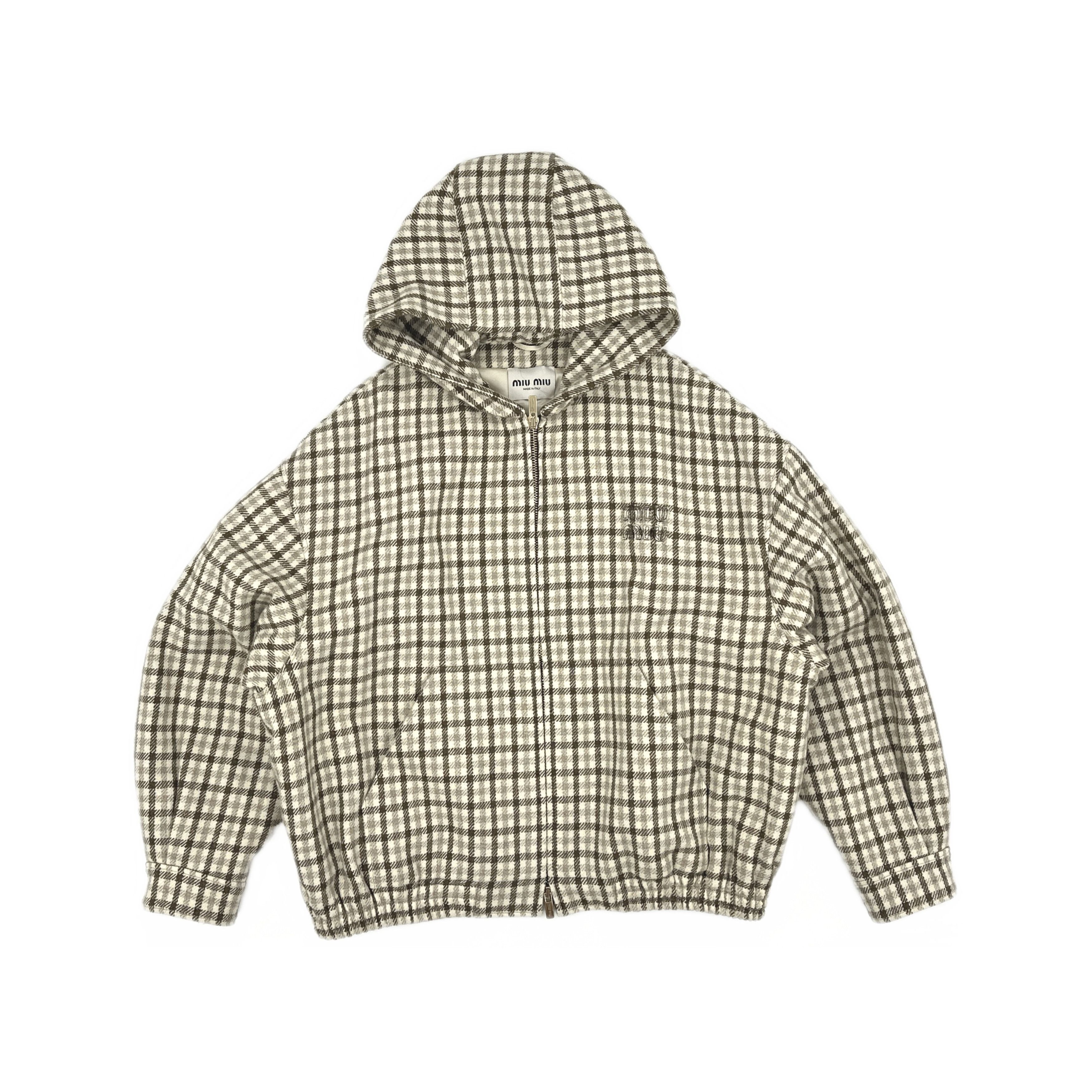 Miu Miu Miu Miu Plaid Hooded Logo Jacket Size 42 Size M / US 6-8 / IT 42-44 - 1 Thumbnail