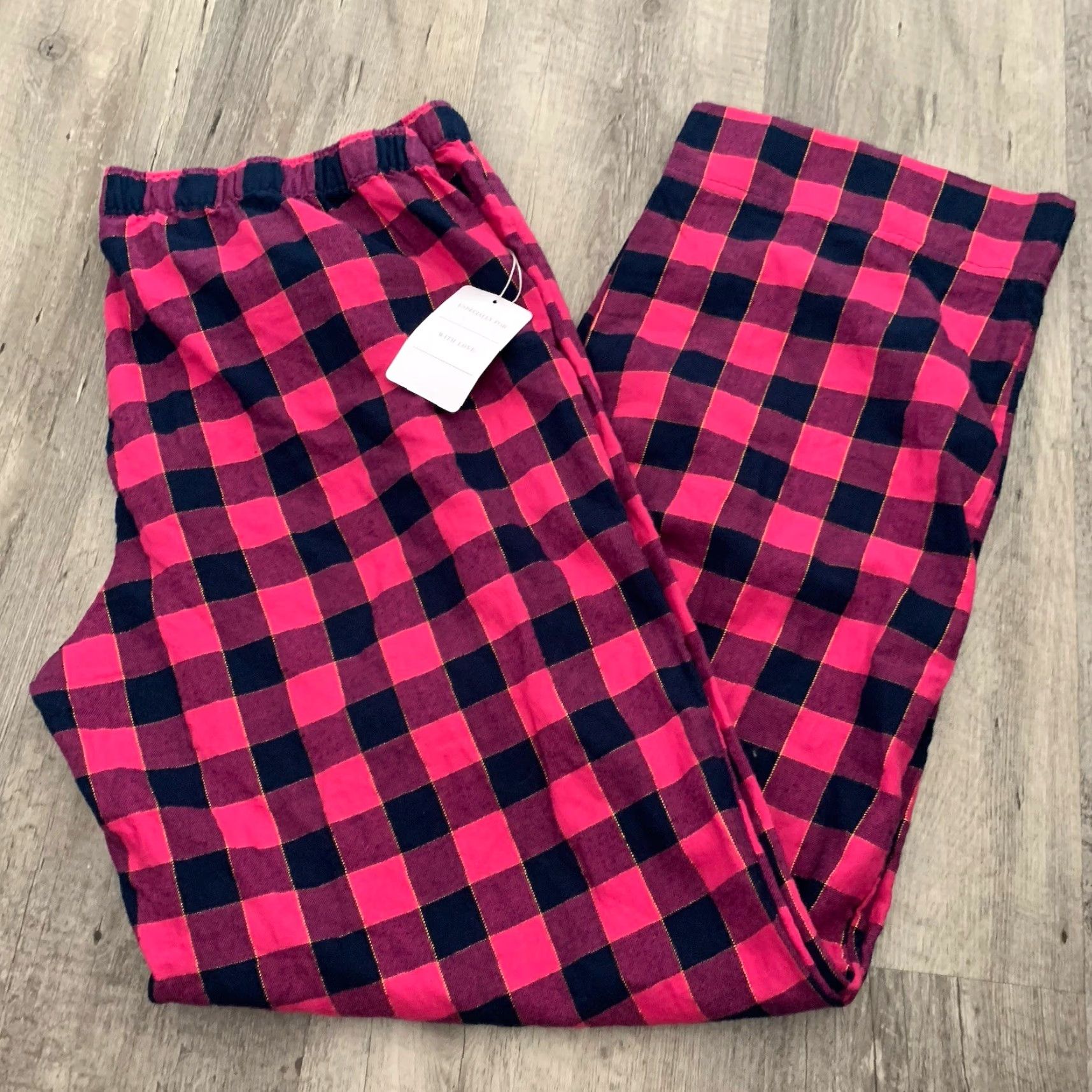 Vintage AERIE Lounge Pants Womens Large Pink Check w Gold Relaxed Elastic No Pockets NEW Size 36" / US 14 / IT 50 - 7 Thumbnail