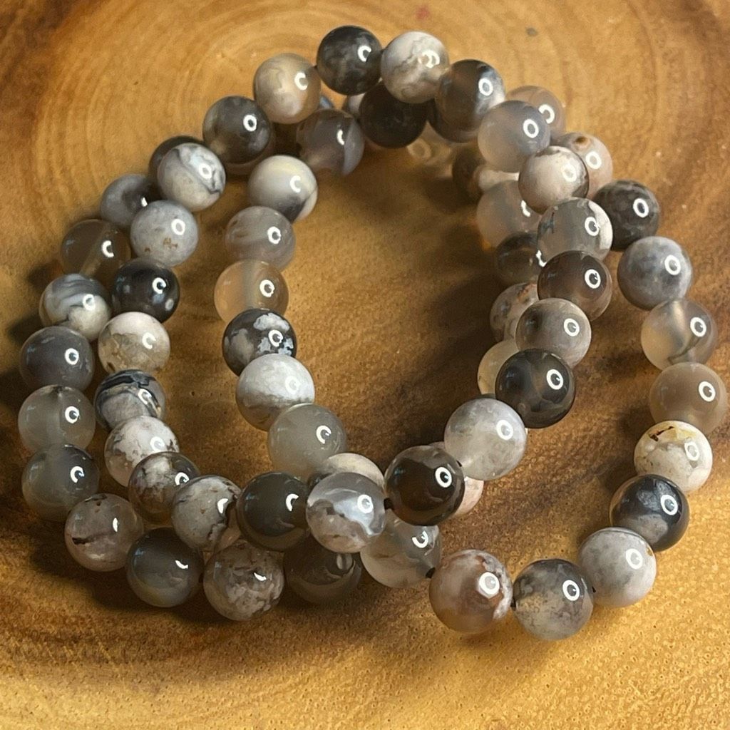 Other Black Flower Agate stretch beaded bracelet 7” crystal healing beads 8mm ONE NEW Size ONE SIZE - 7 Thumbnail