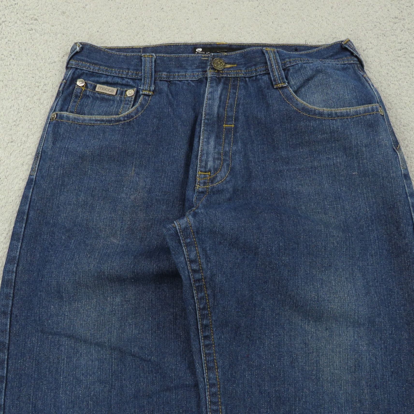 Vintage Mecca Jeans Mens 34x30 Y2K Embroidered Flap Pocket Grunge Skater Wide-Leg Pipes Jeans Size US 34 / EU 50 - 6 Thumbnail