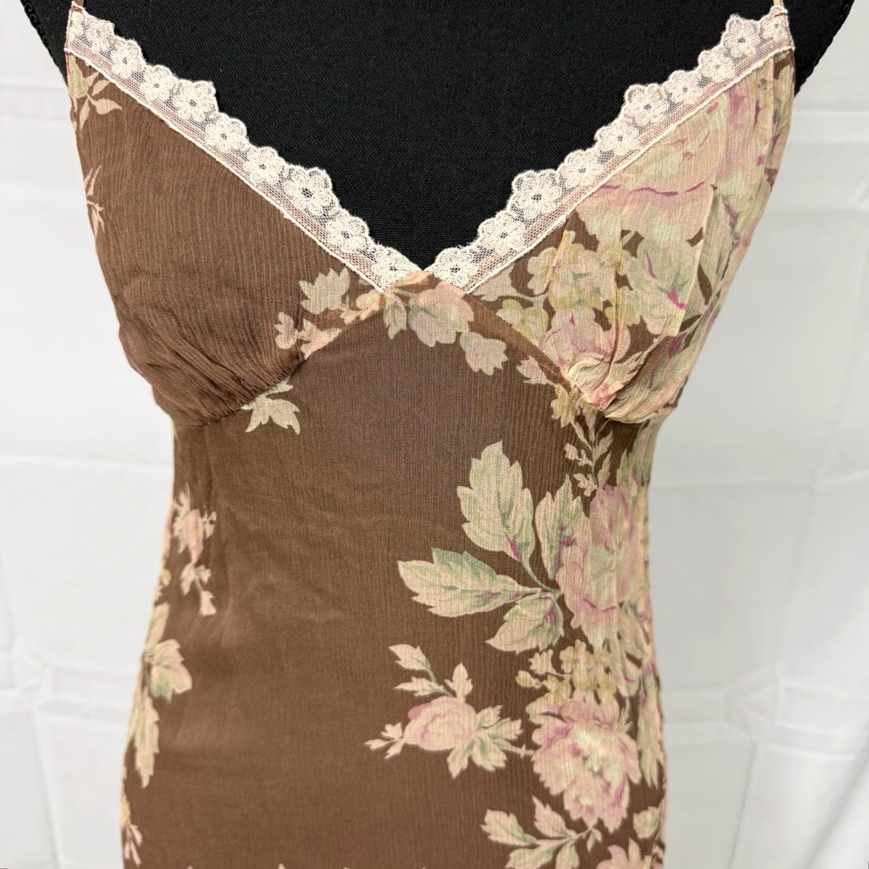 brown floral slip dress Montce Petal Long Slip Dress
