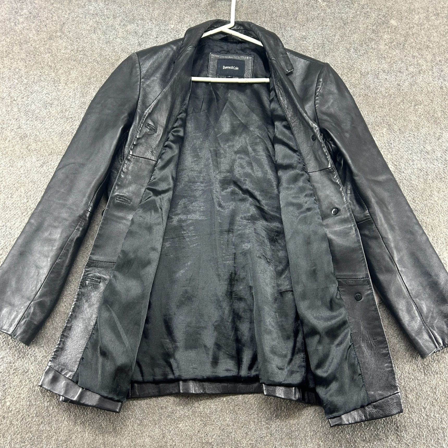 Vintage VINTAGE Dunne & Cole Leather Coat Womens M Black Overcoat Long 90s 80s Pockets Lined Dry Clean Only Size M / US 6-8 / IT 42-44 - 2 Thumbnail