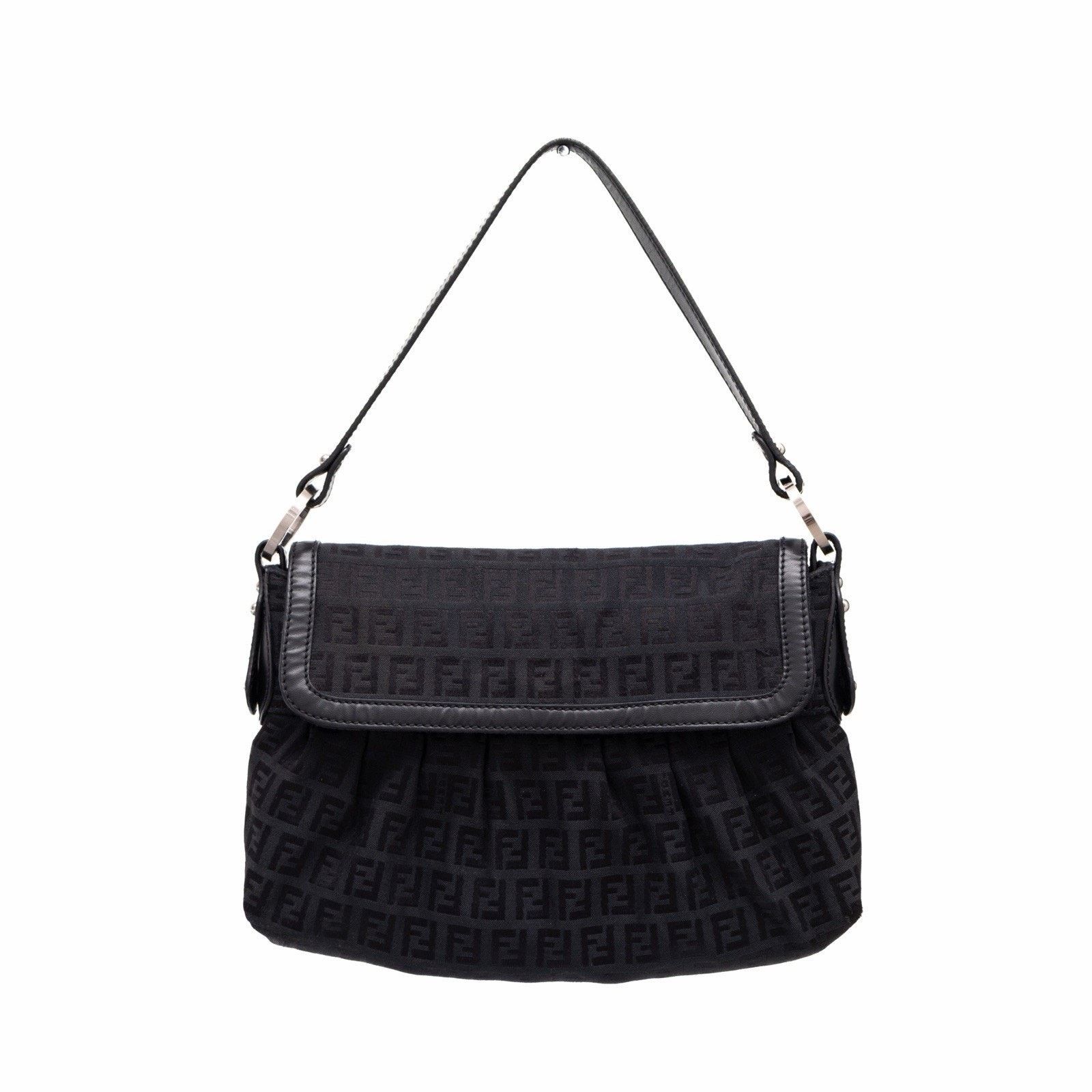 Fendi FENDI Black Zucchino FF Smal Chef Canvas Bag Hobo Shoulder Size ONE SIZE - 1 Thumbnail