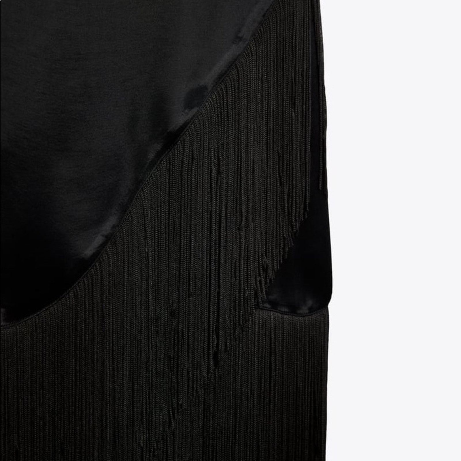 Zara ZARA FRINGED SLIP DRESS BLACK Size XS / US 0-2 / IT 36-38 - 14 Thumbnail