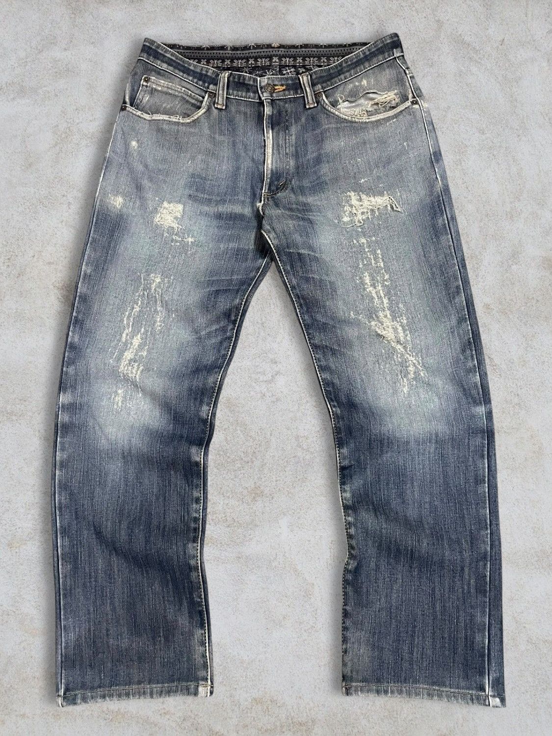 Edwin Edwin Japan Distressed Fade Grey Wash Navajo Lining Jeans Size US 32 / EU 48 - 2 Thumbnail