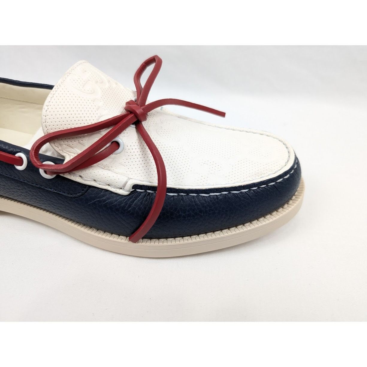 Gucci o1rshd1 Riverside Calf Shoes in Blue/Off White Size US 8.5 / EU 41-42 - 4 Thumbnail