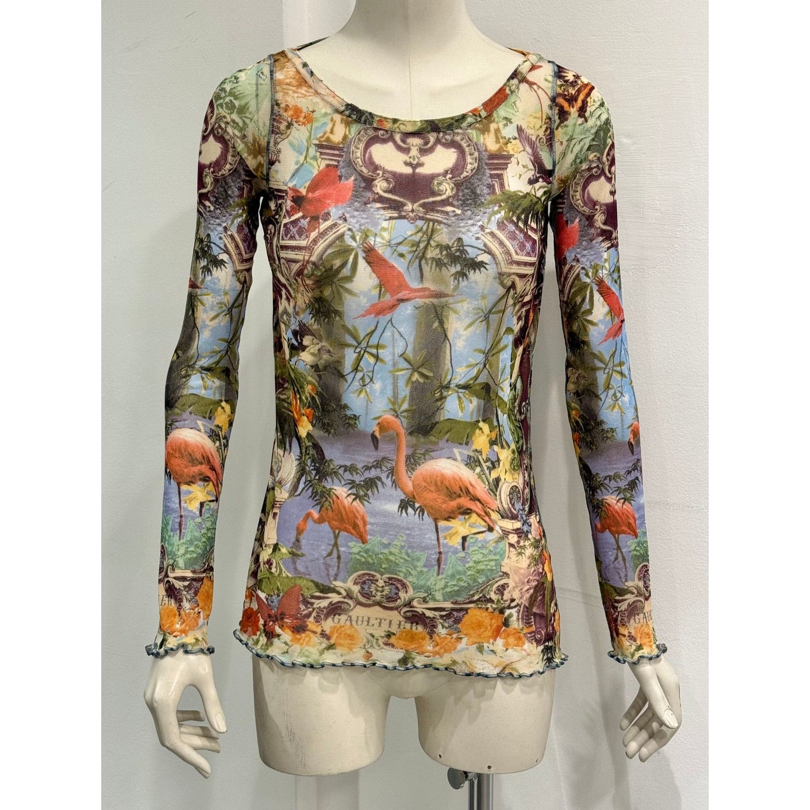 Jean Paul Gaultier S/S1999 Jean Paul Gaultier flamingo tropical dress Size XL / US 12-14 / IT 48-50 - 2 Thumbnail