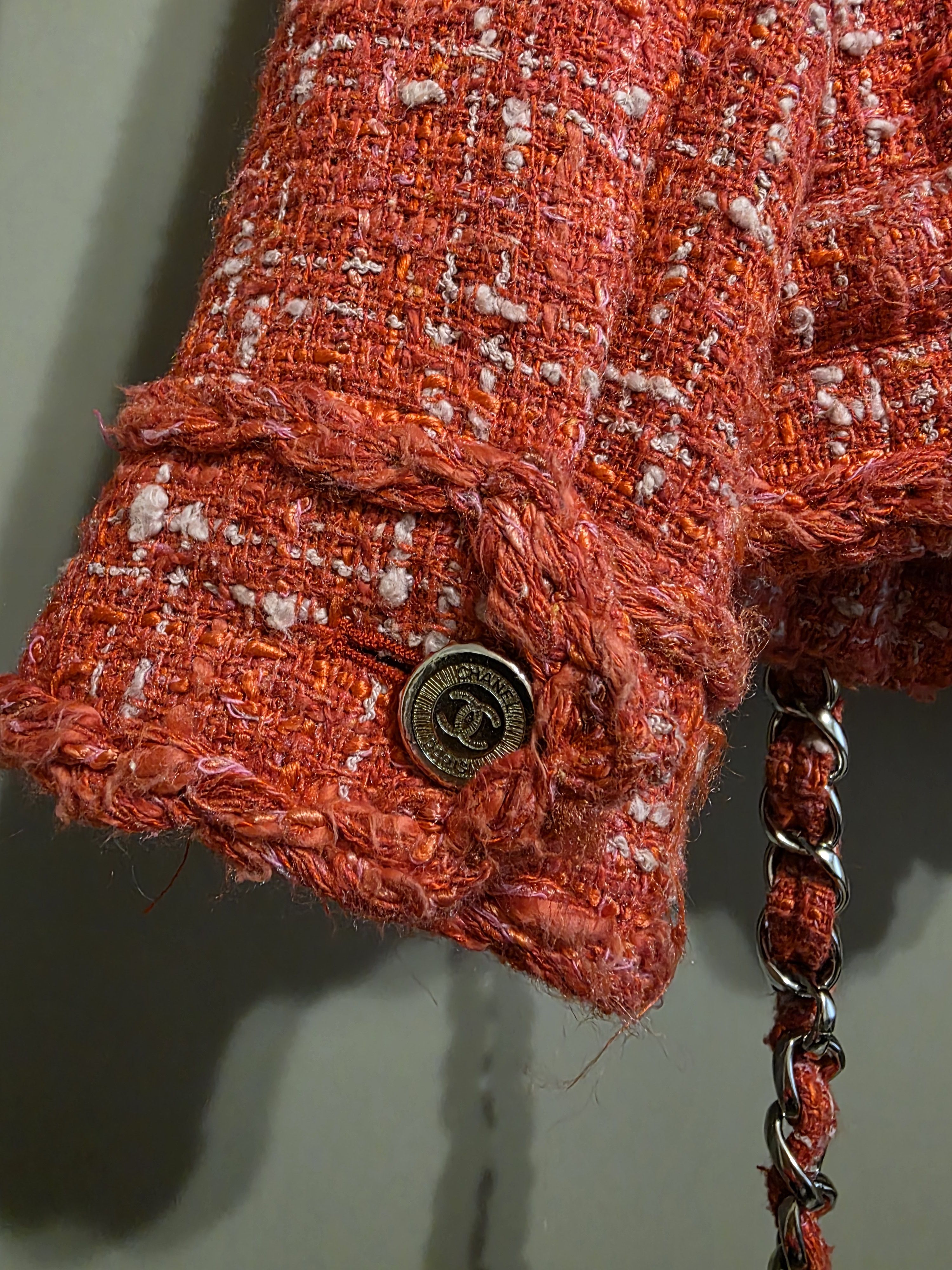 Chanel Chanel Tweed Biker Jacket Runway CHANEL 06P Red Pink Checker Size M / US 6-8 / IT 42-44 - 15 Thumbnail