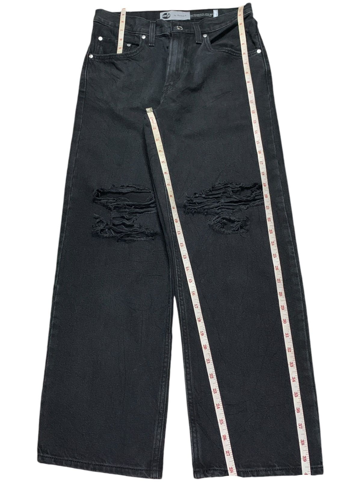 Levi's Levis Baggy Silver Tab Distressed Ripped Black Jeans Size 29" - 15 Thumbnail