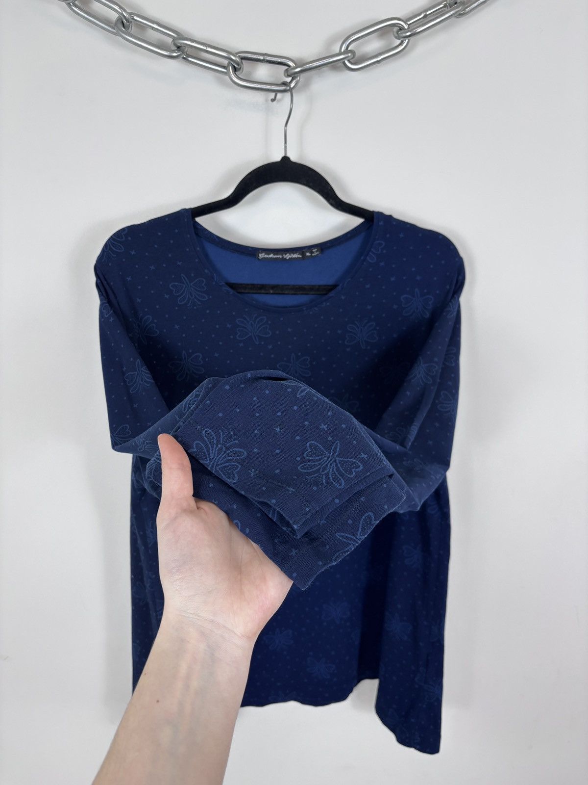 Gudrun Sjoden Gudrun Sjoden Women’s Blue Dotted Butterfly Long Sleeve Tee Size XL / US 12-14 / IT 48-50 - 6 Thumbnail