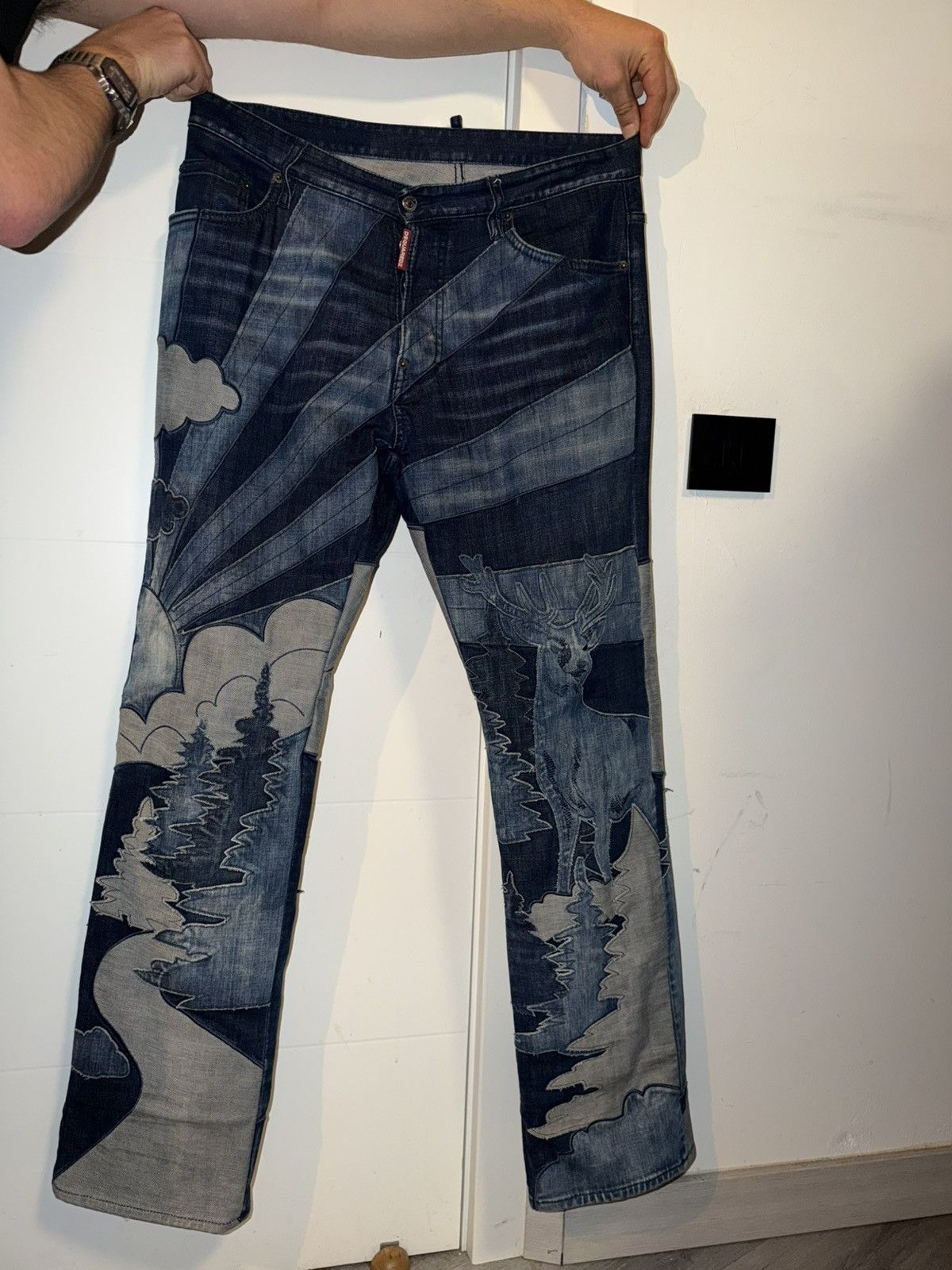 Dsquared2 New Deer Patchwork Wash Roadie Jeans DSQUARED2 Size US 32 / EU 48 - 3 Thumbnail