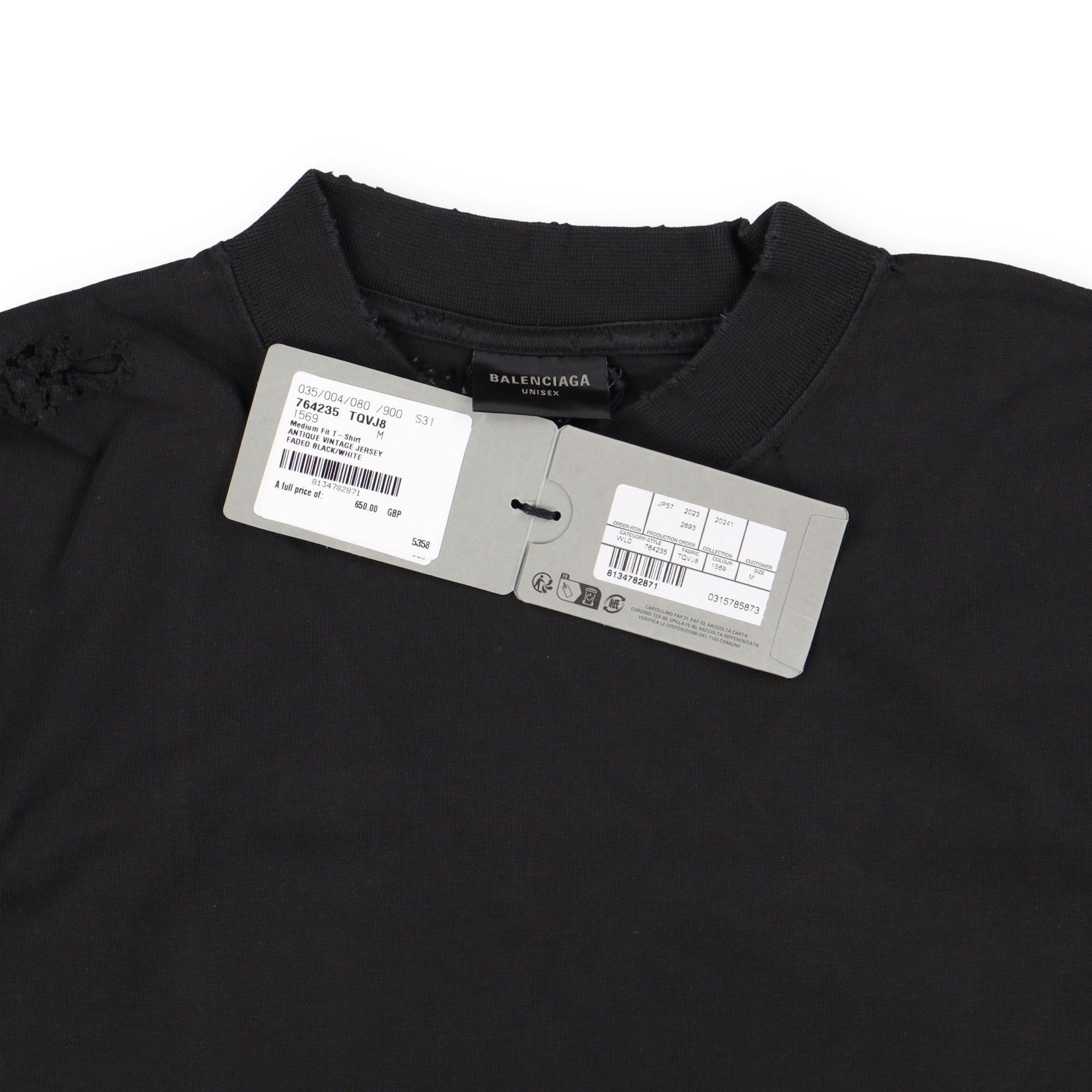 Balenciaga Washed Black Distressed Gothic Logo Oversized T-Shirt Size M / US 6-8 / IT 42-44 - 9 Thumbnail