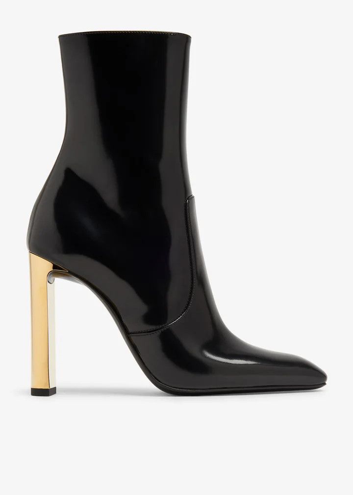 Saint Laurent Paris oc11z1125 Auteuil Booties in Glazed Leather in Black Size US 6.5 / IT 36.5 - 1 Thumbnail
