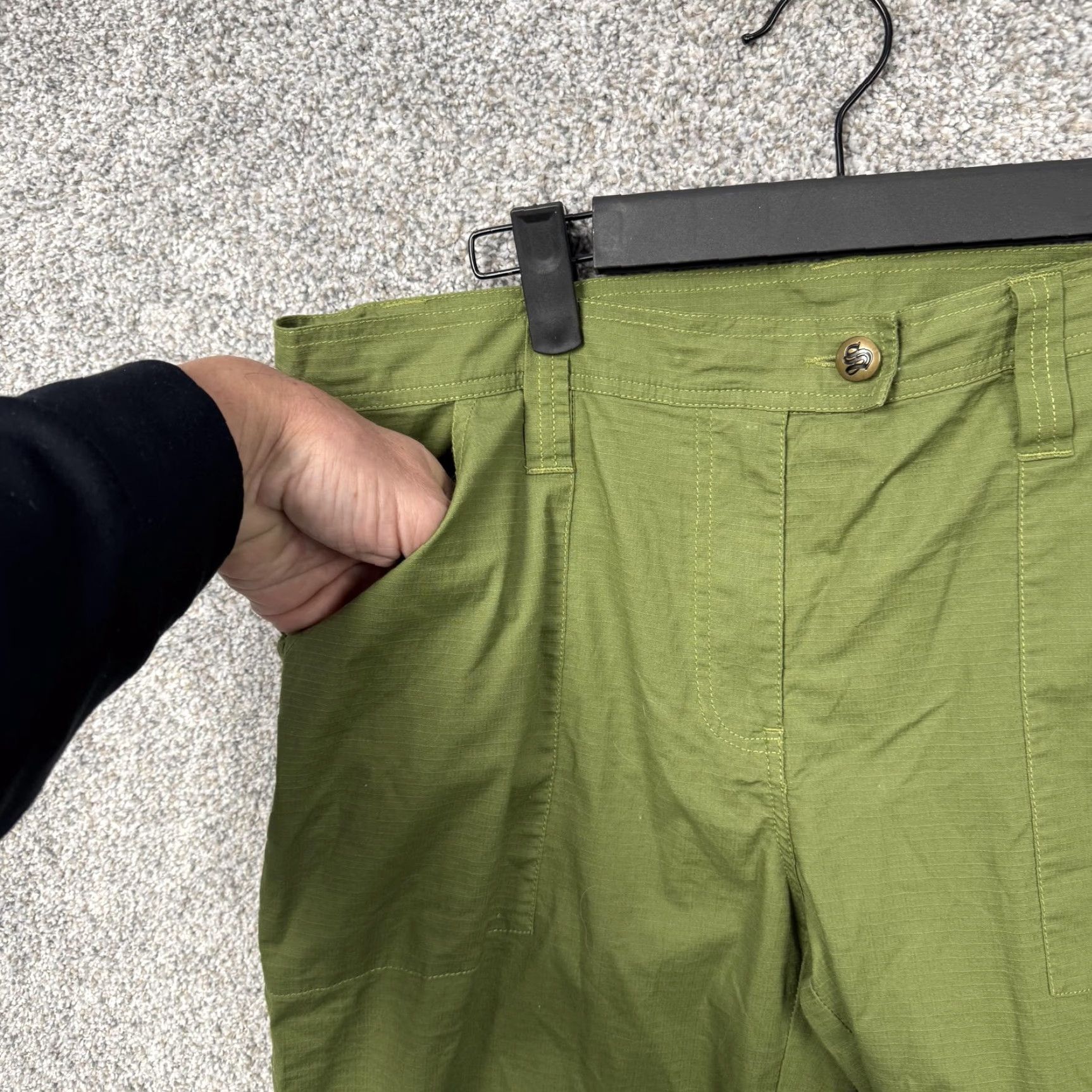 Vintage Suzanne Somers Y2K Cargo Pants 12 Olive Green Stretch Ruched Hem Casual Utility Women Pants Regular 34x30.5 Cotton Spandex Size 34" / US 12 / IT 48 - 6 Thumbnail