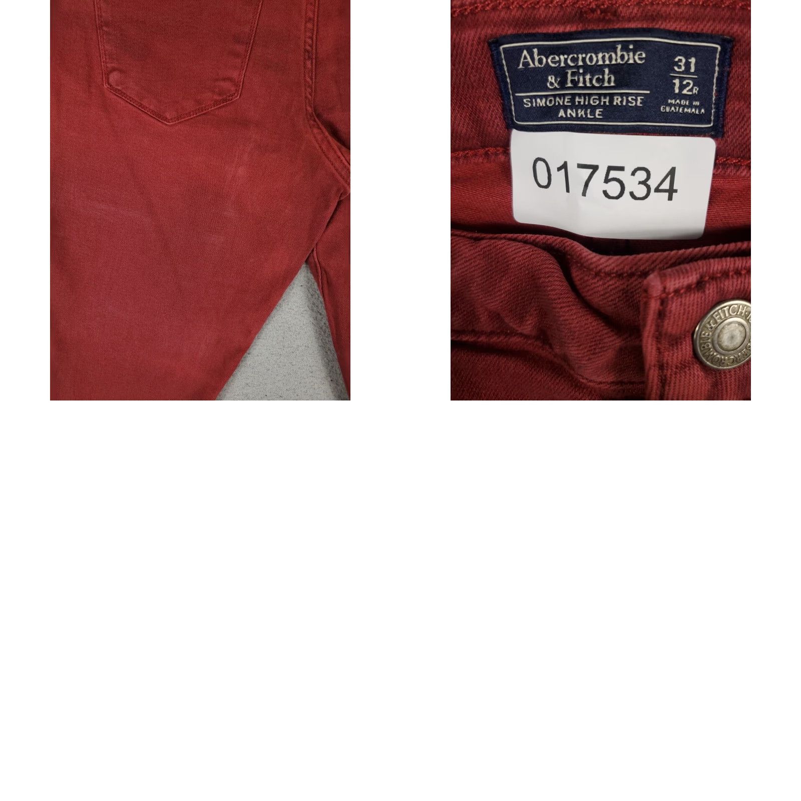 Abercrombie & Fitch Abercrombie & Fitch Jeans Mens Size 31x26 Red Straight Leg Cotton Denim Pants Mens Size US 31 - 8 Thumbnail