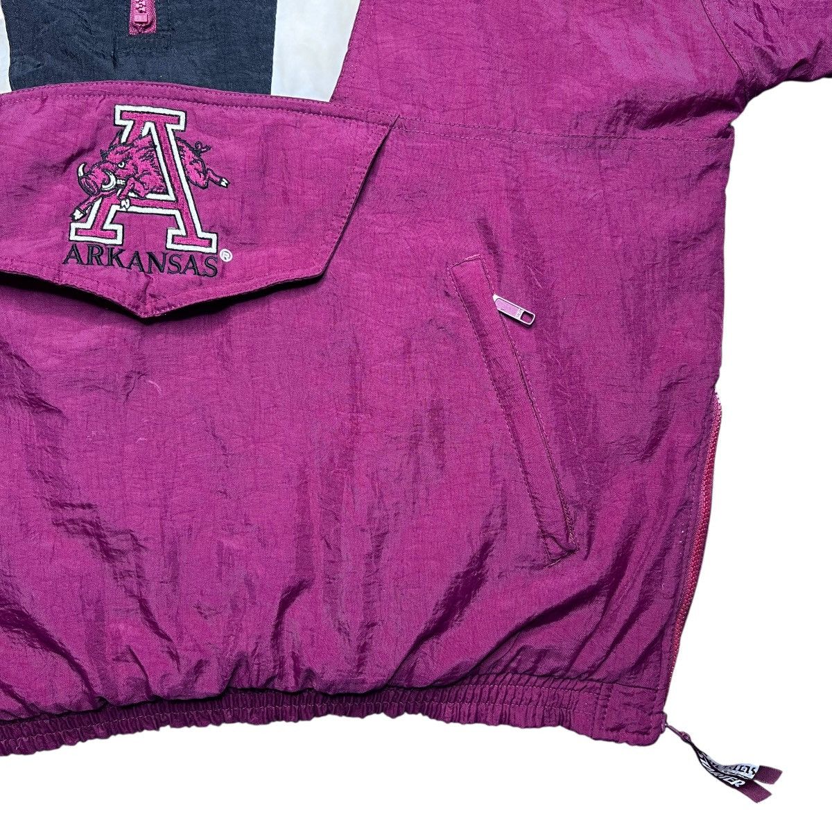 Starter 90s NCAA Arkansas Razorbacks Starter 1/2 Zip Hooded Jacket Size US XL / EU 56 / 4 - 6 Thumbnail