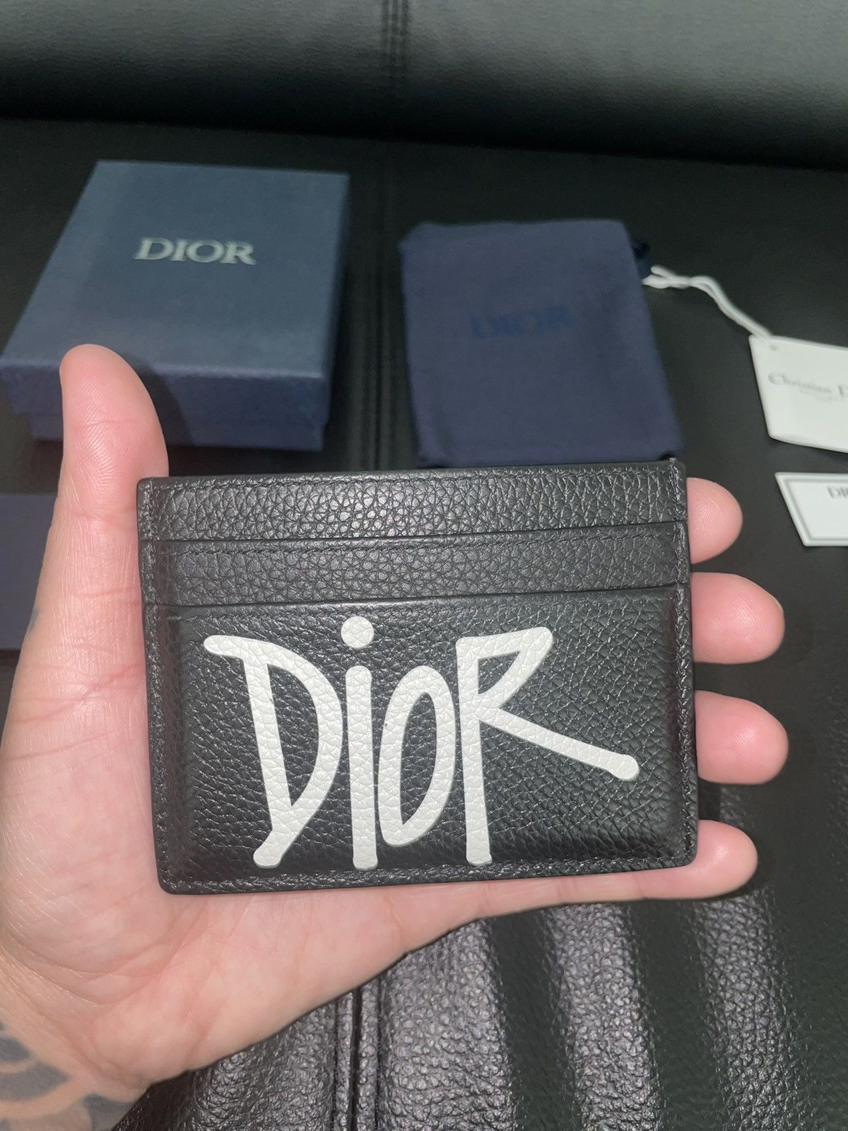 CHRISTIAN DIOR Shawn Stussy Wallet Coin Card Case Leather