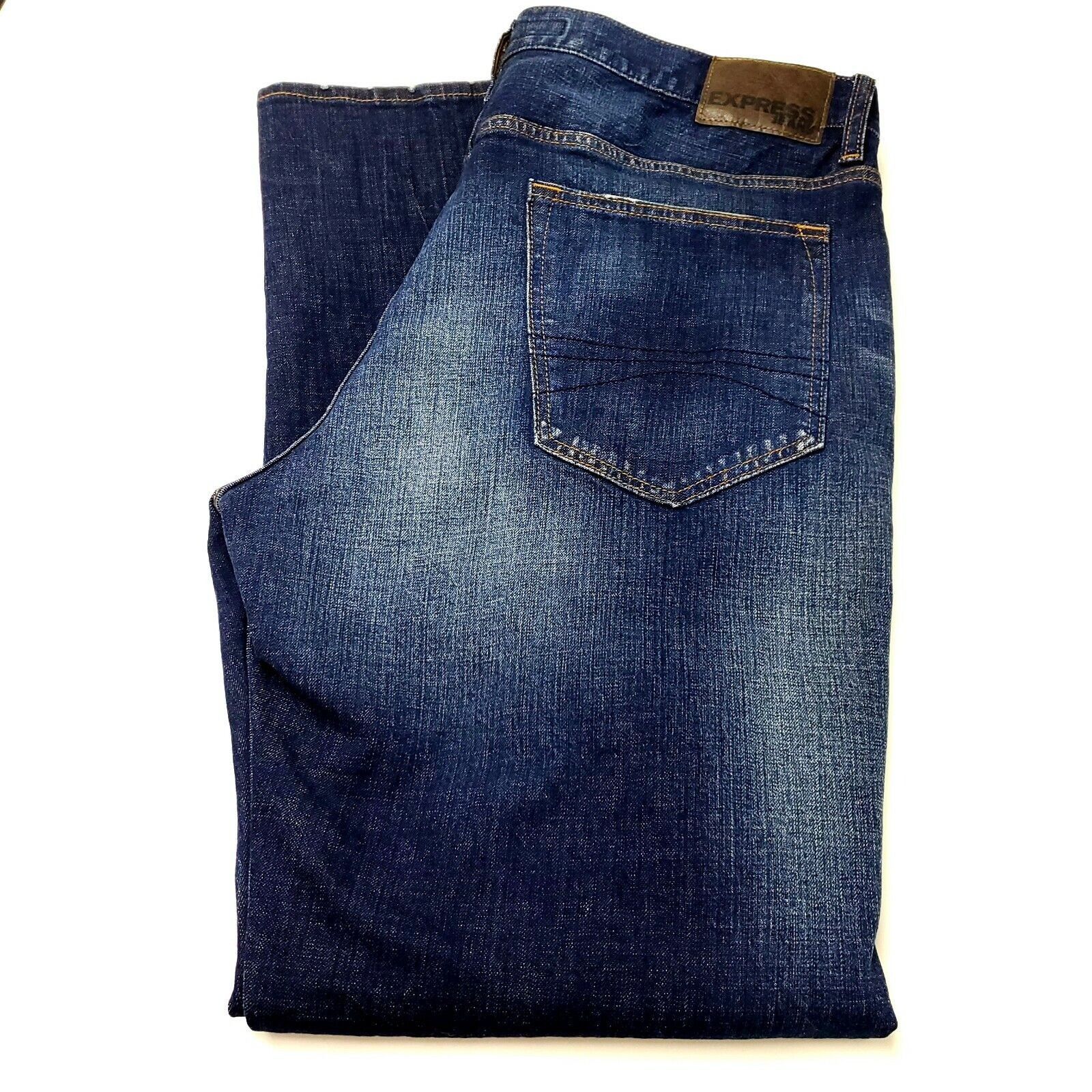 Express Express Blake Loose Fit Denim Jeans 37/32 Dark Blue Straight Size US 37 - 1 Thumbnail