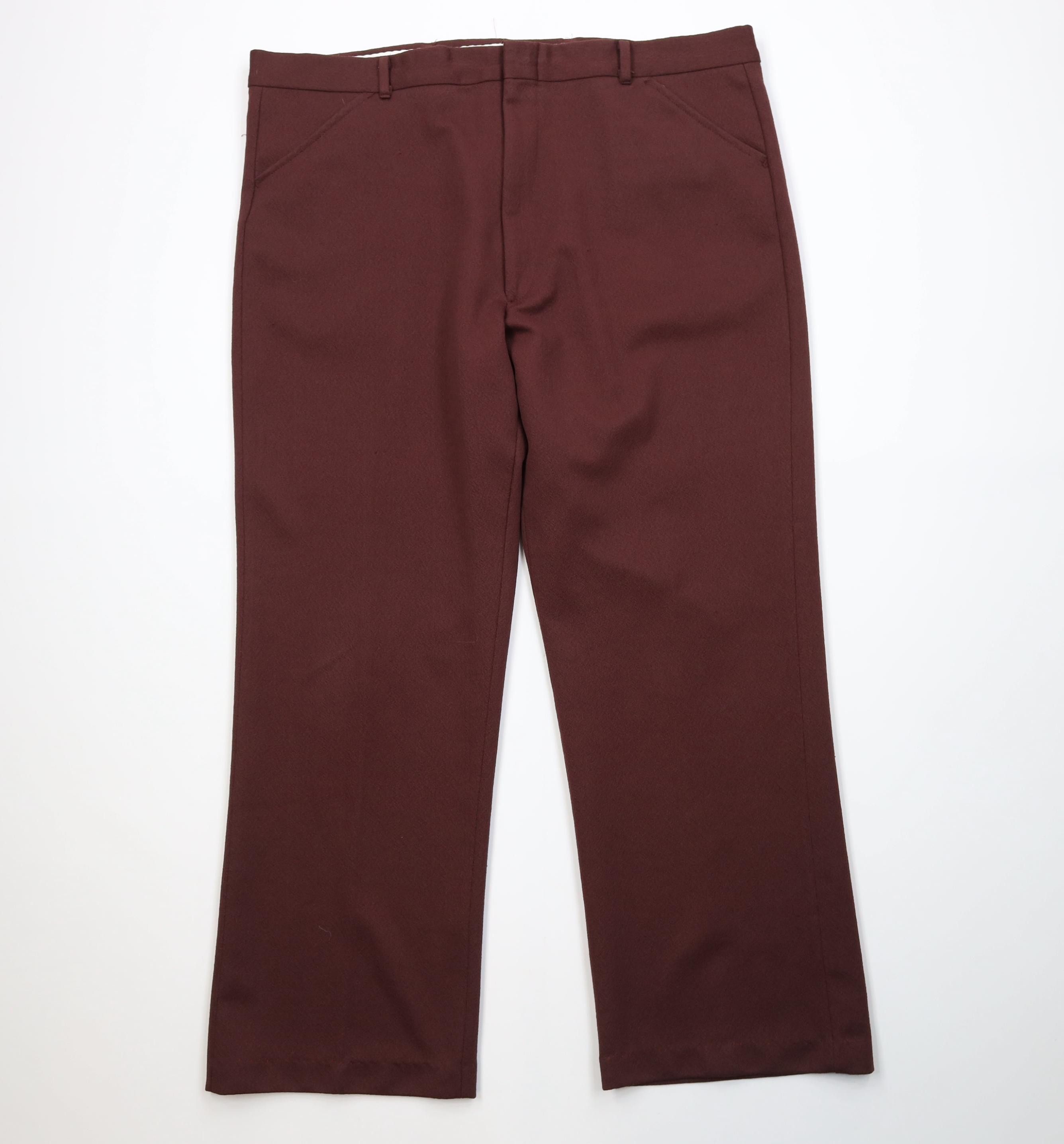 Vintage Vintage 70s Streetwear Wide Leg Chino Pants Burgundy USA Size US 40 / EU 56 - 1 Thumbnail