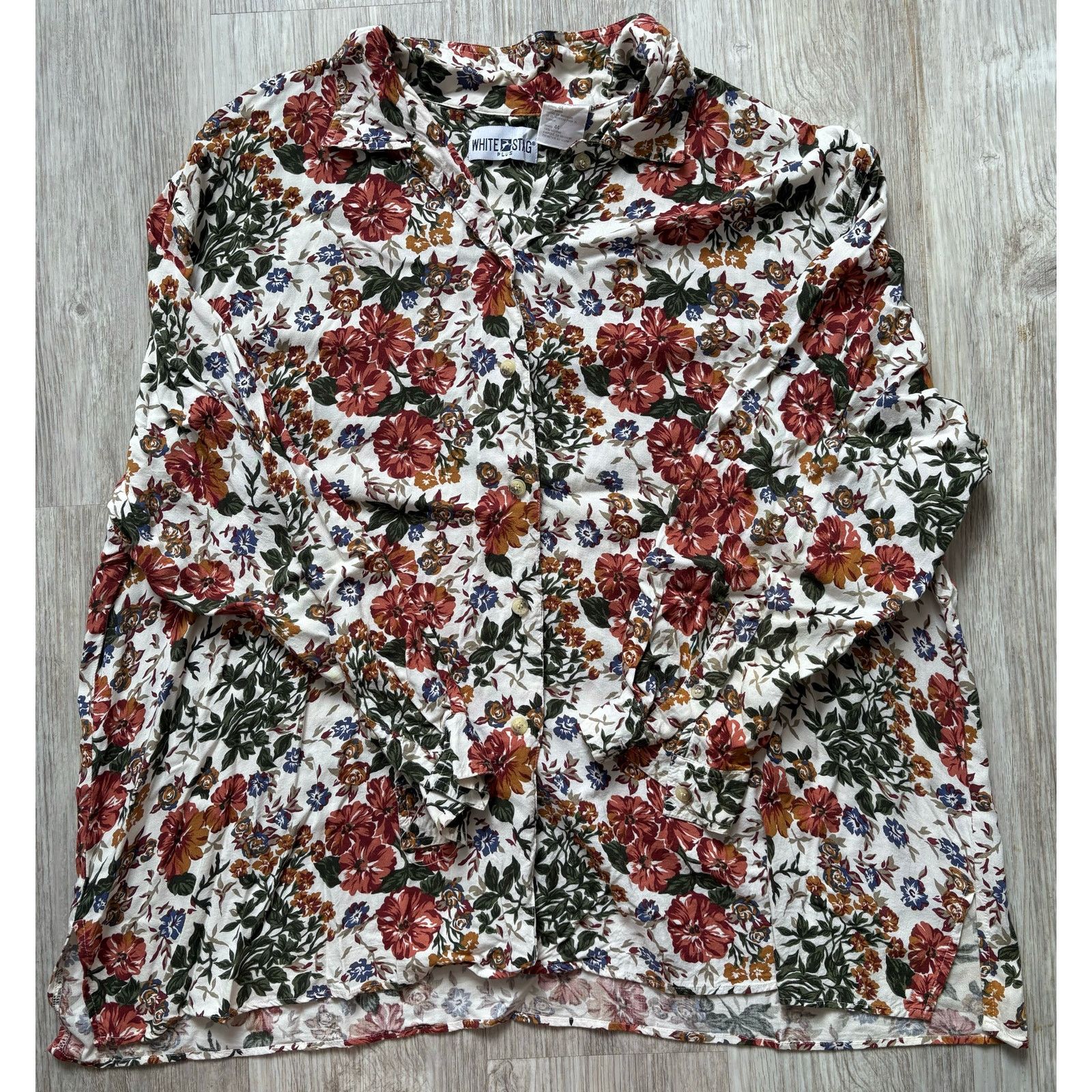 Other White Stag | Women’s Floral Long Sleeve Shirt | 24W Size 4XL / US 24-26 - 1 Thumbnail