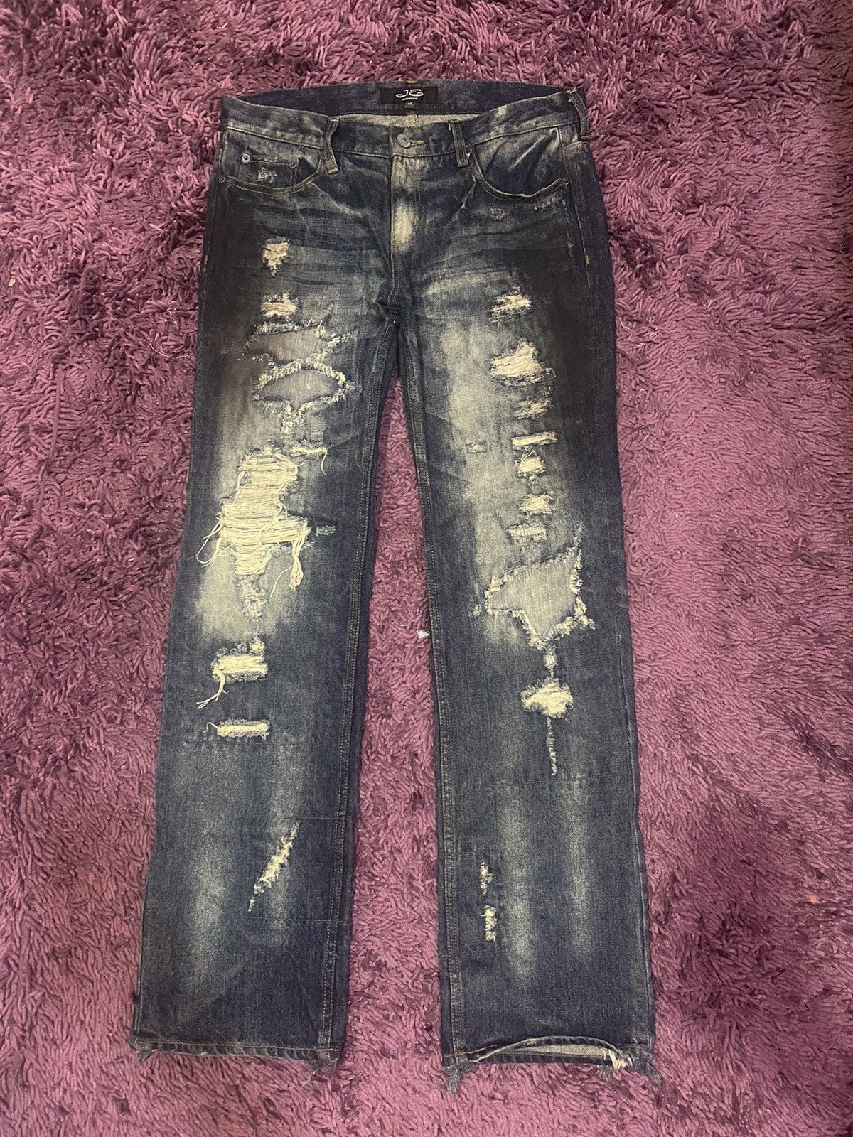 image of If Six Was Nine x Jack Rose Vintage Jackrose Sashiko Boro Distressed Jeans in Blue, Men's (Size 33)