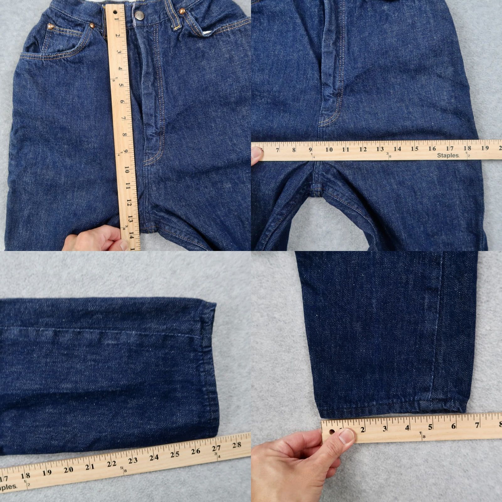 Vintage VINTAGE Denim Jeans Womens 21.5x27 Dark Wash Ranch Rodeo High Waist 5-Pocket Cowboy Southwestern 70s (S) Blue Junior? Size 28" / US 6 / IT 42 - 8 Thumbnail