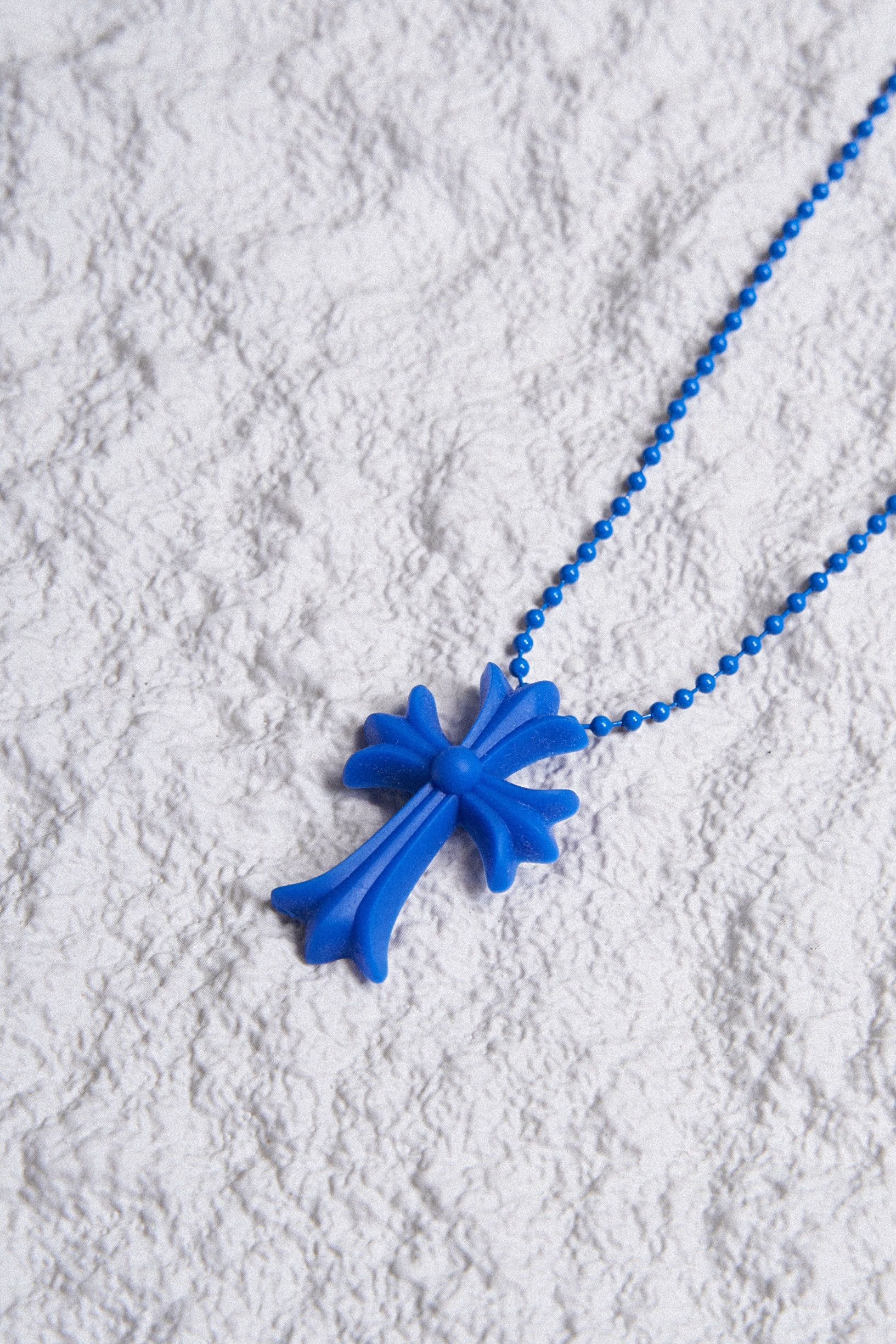 Chrome Hearts Chrome Hearts Silicrome Cross Necklace Blue Size ONE SIZE - 3 Thumbnail