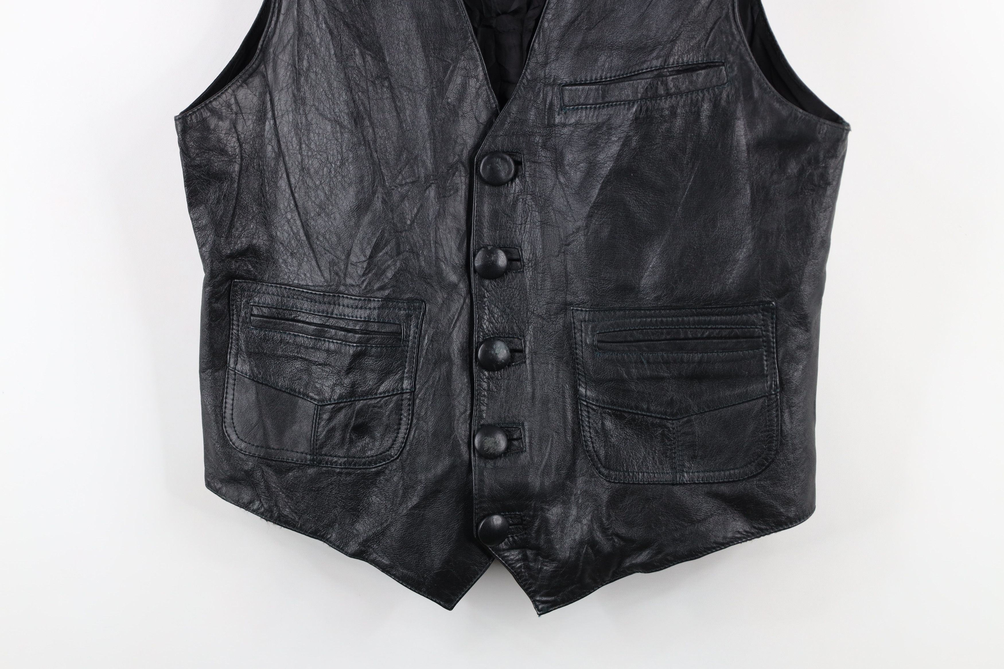 Vintage Vintage 60s 70s Streetwear Leather Button Vest Jacket Black Size US XL / EU 56 / 4 - 3 Thumbnail