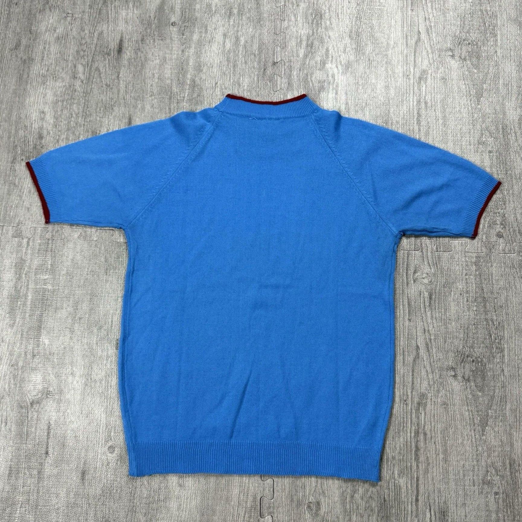 Vintage VINTAGE ALEXANDERS Acrylic Knit Sweater Ringer Short Sleeve Blue MENS Size M Mod Prep Disco USA Size US M / EU 48-50 / 2 - 5 Thumbnail