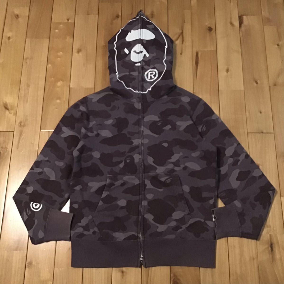 image of Bape Head Full Zip Hoodie Bape Camo Burgundy A Bathing Ape, Men's (Size Medium)
