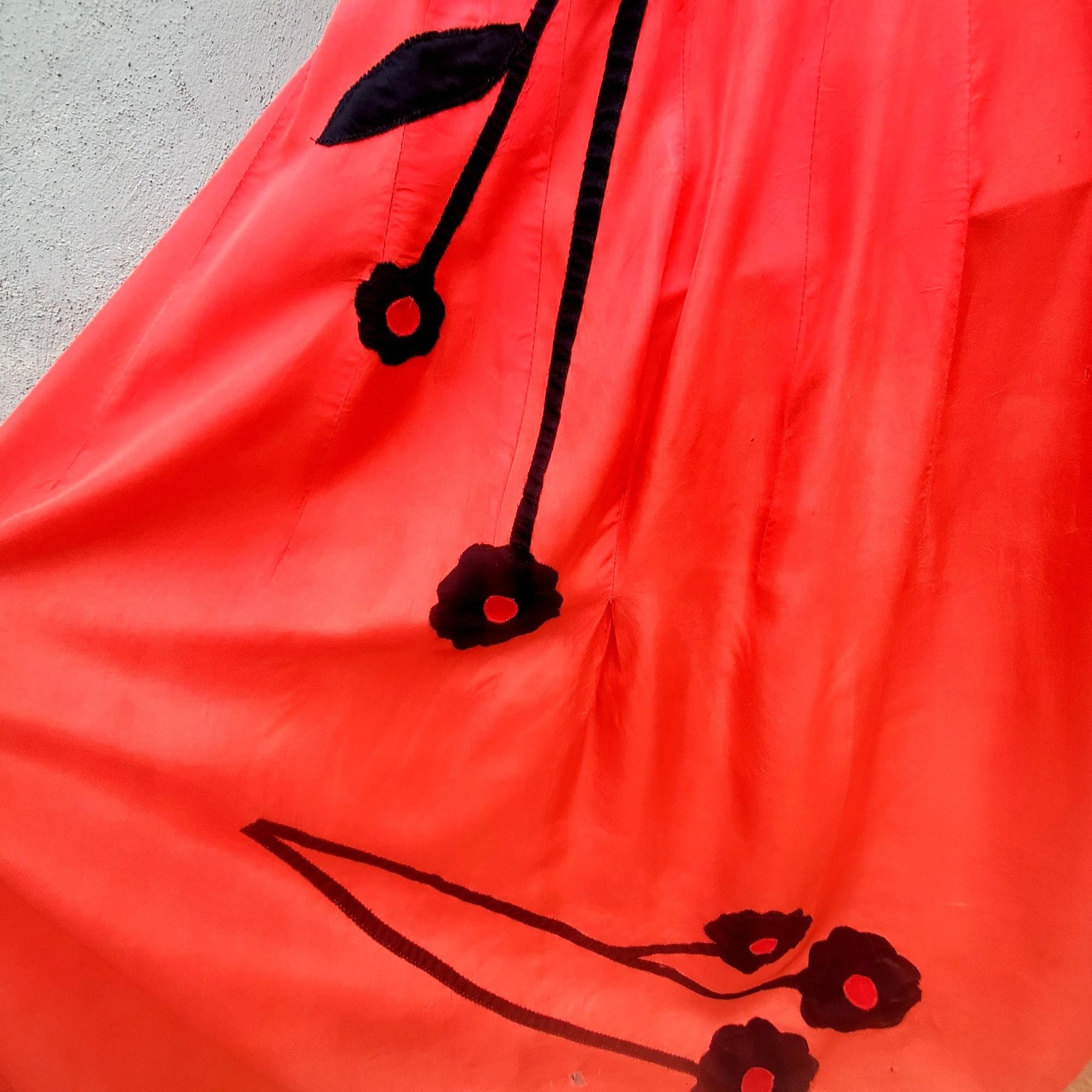 Vintage Vintage 30s Style Red Orange Acetate Maxi Size S Black Appli Size S / US 4 / IT 40 - 11 Thumbnail