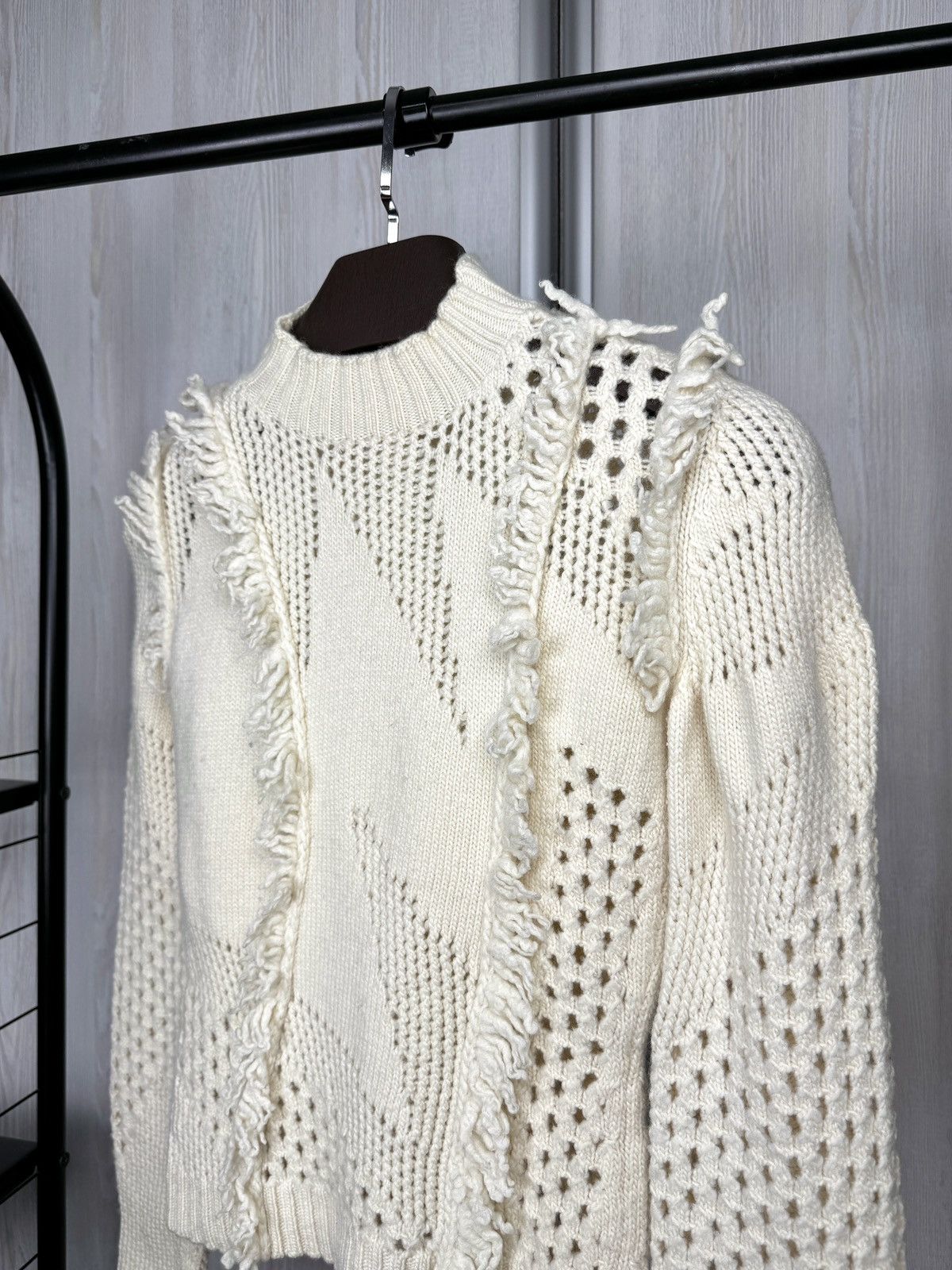 Mugler Mugler wool beige distressed deconstructed sweater size S Size S / US 4 / IT 40 - 4 Thumbnail