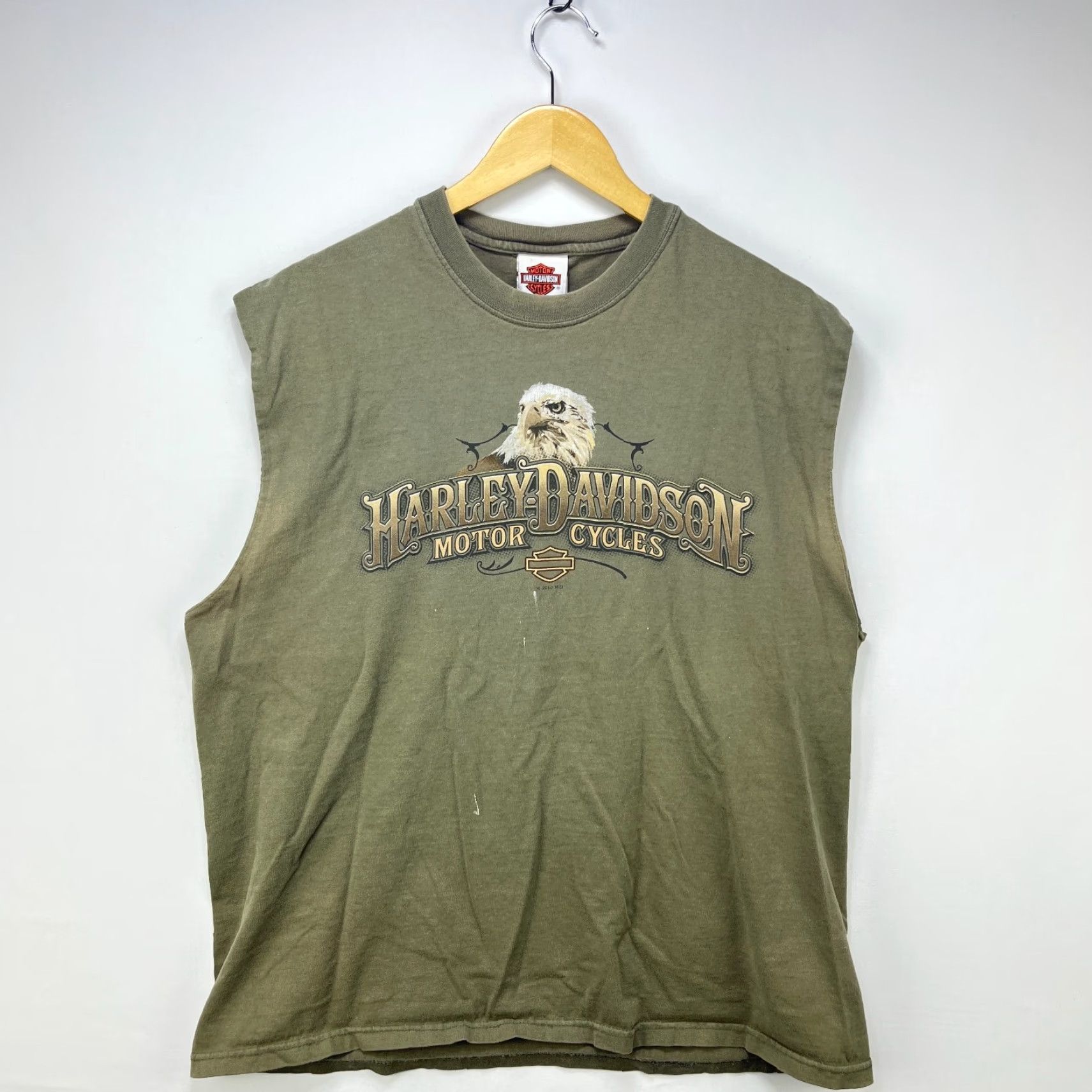 Harley Davidson VINTAGE Harley-Davidson Sleeveless Shirt XL Eagle Green Men T-Shirt Size US XL / EU 56 / 4 - 4 Thumbnail