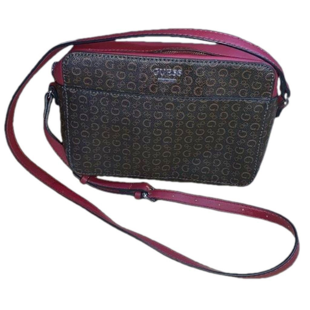 Guess crossbody or shoulder bag burgundy with G’s camera bag