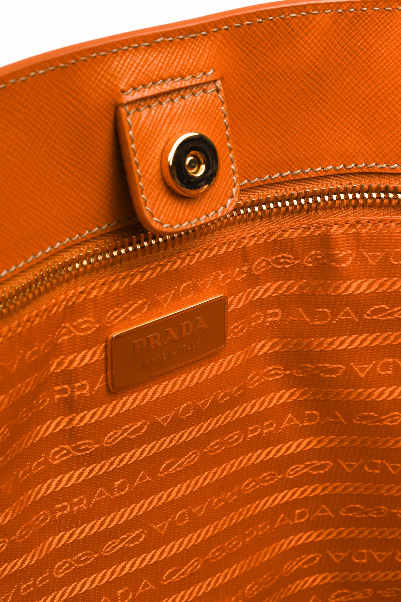 Prada Prada Orange Papaya Saffiano Lux Tote Bag BN1844 Size ONE SIZE - 14 Thumbnail