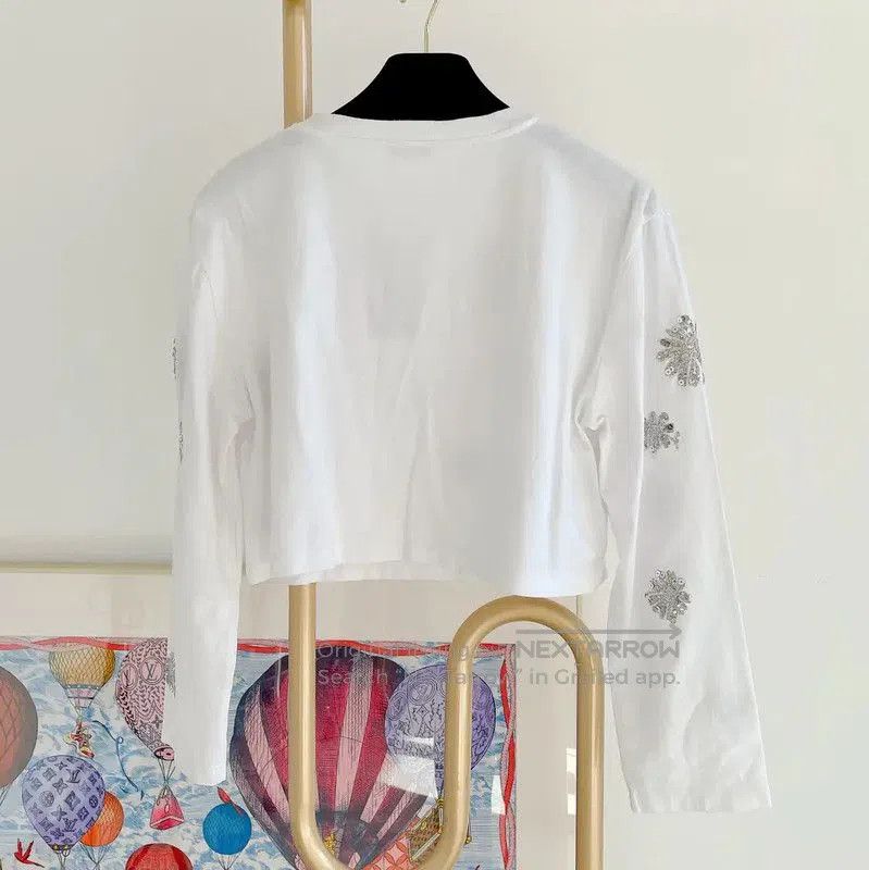 Miu Miu Miu Miu Summer White Crop Long Sleeve T-Shirt . Size S / US 4 / IT 40 - 5 Thumbnail